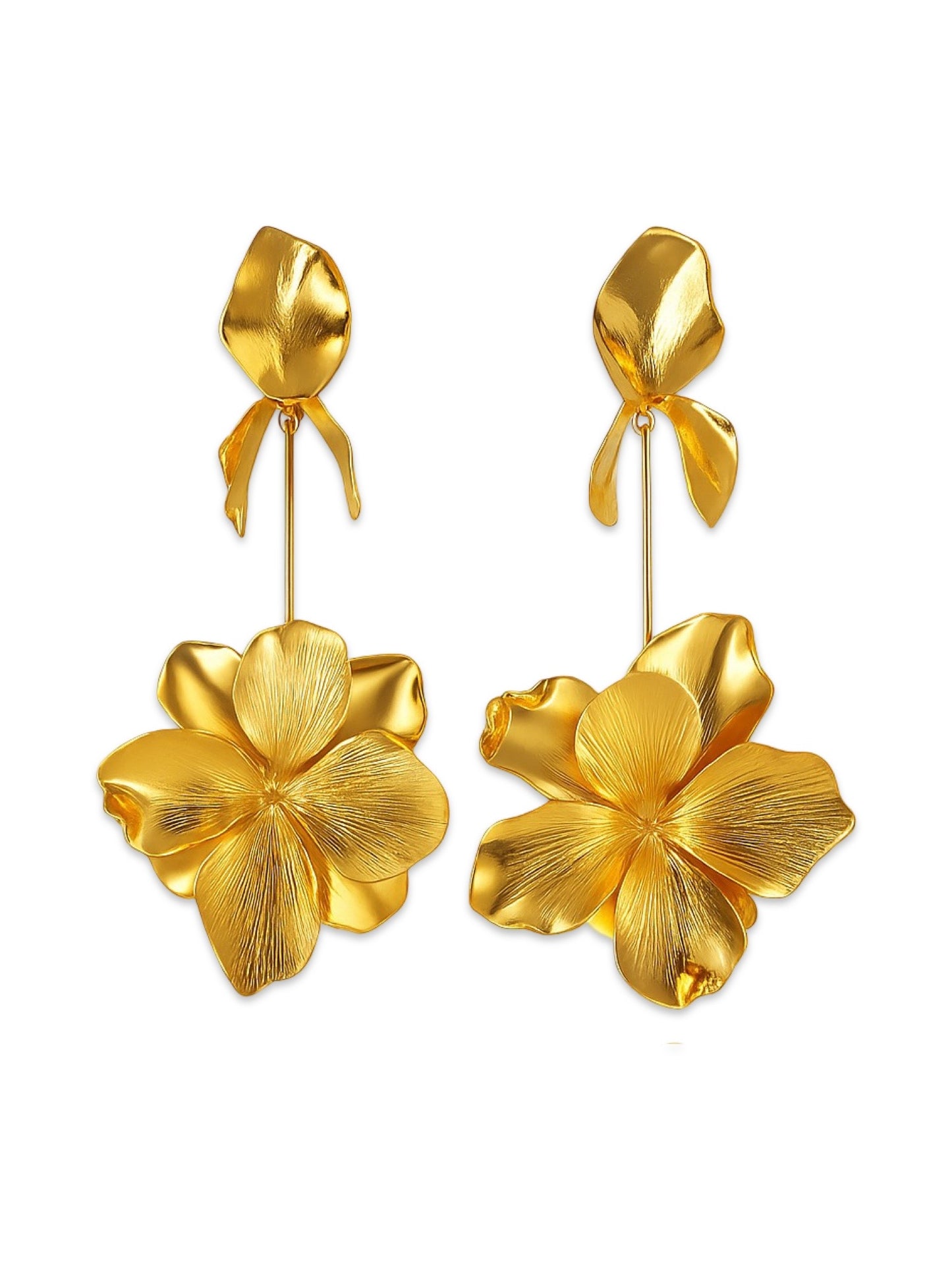 Long Flower Design Western Earrings