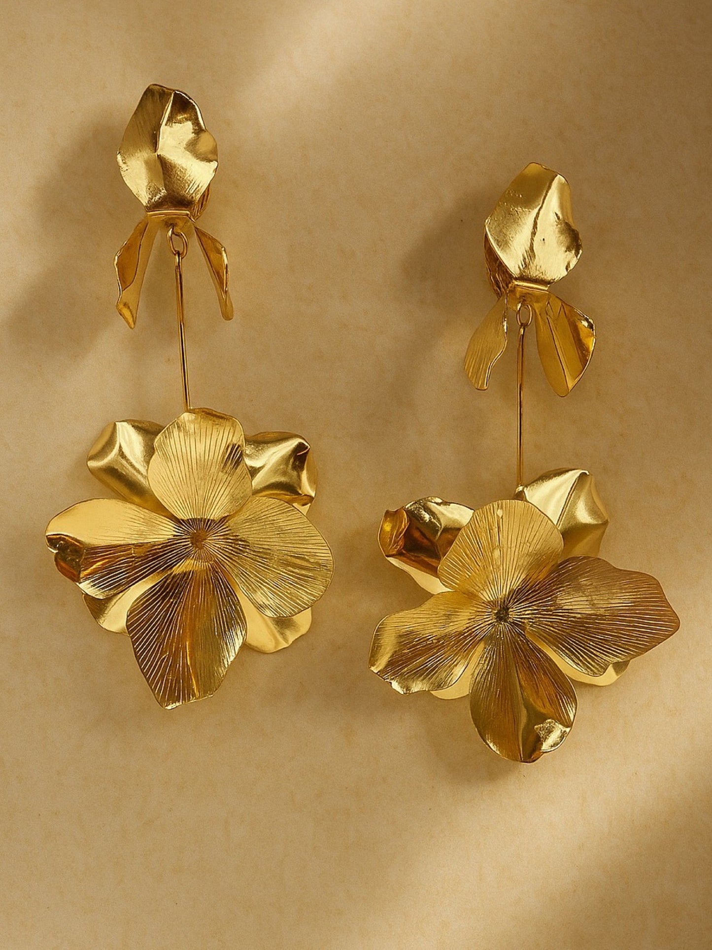 Long Flower Design Western Earrings