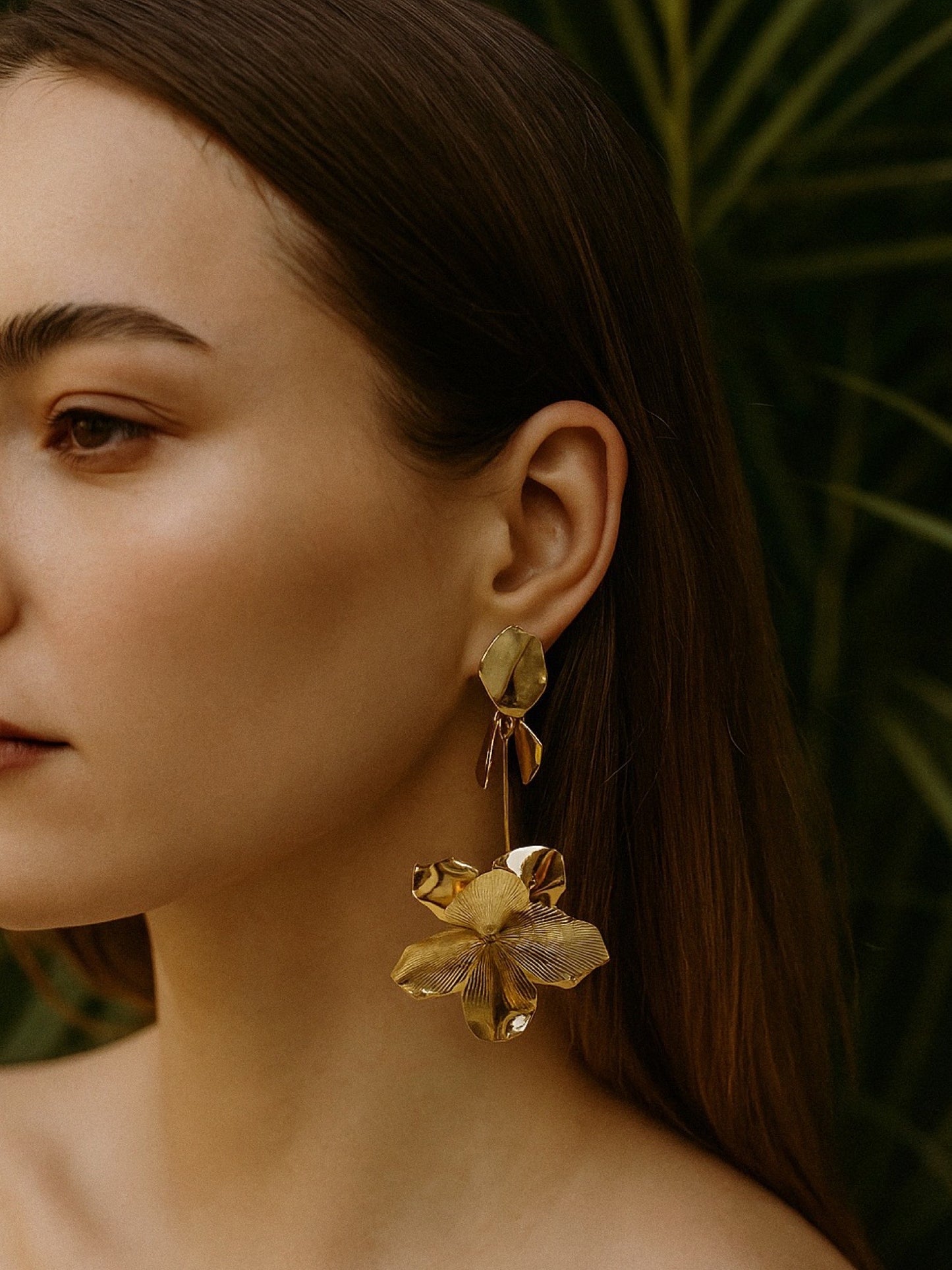 Long Flower Design Western Earrings