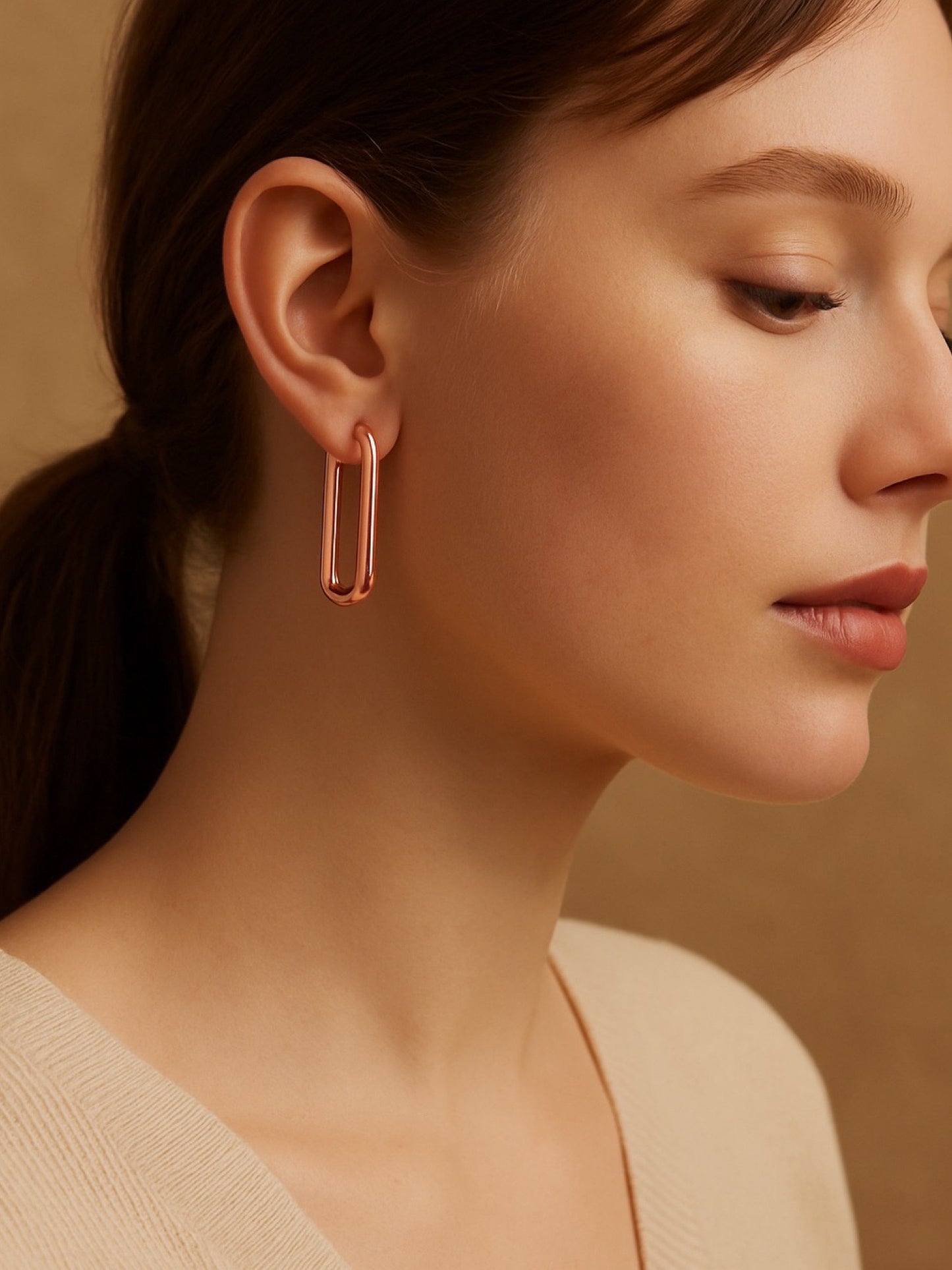 Gold Plated U Shape Design Western Earrings