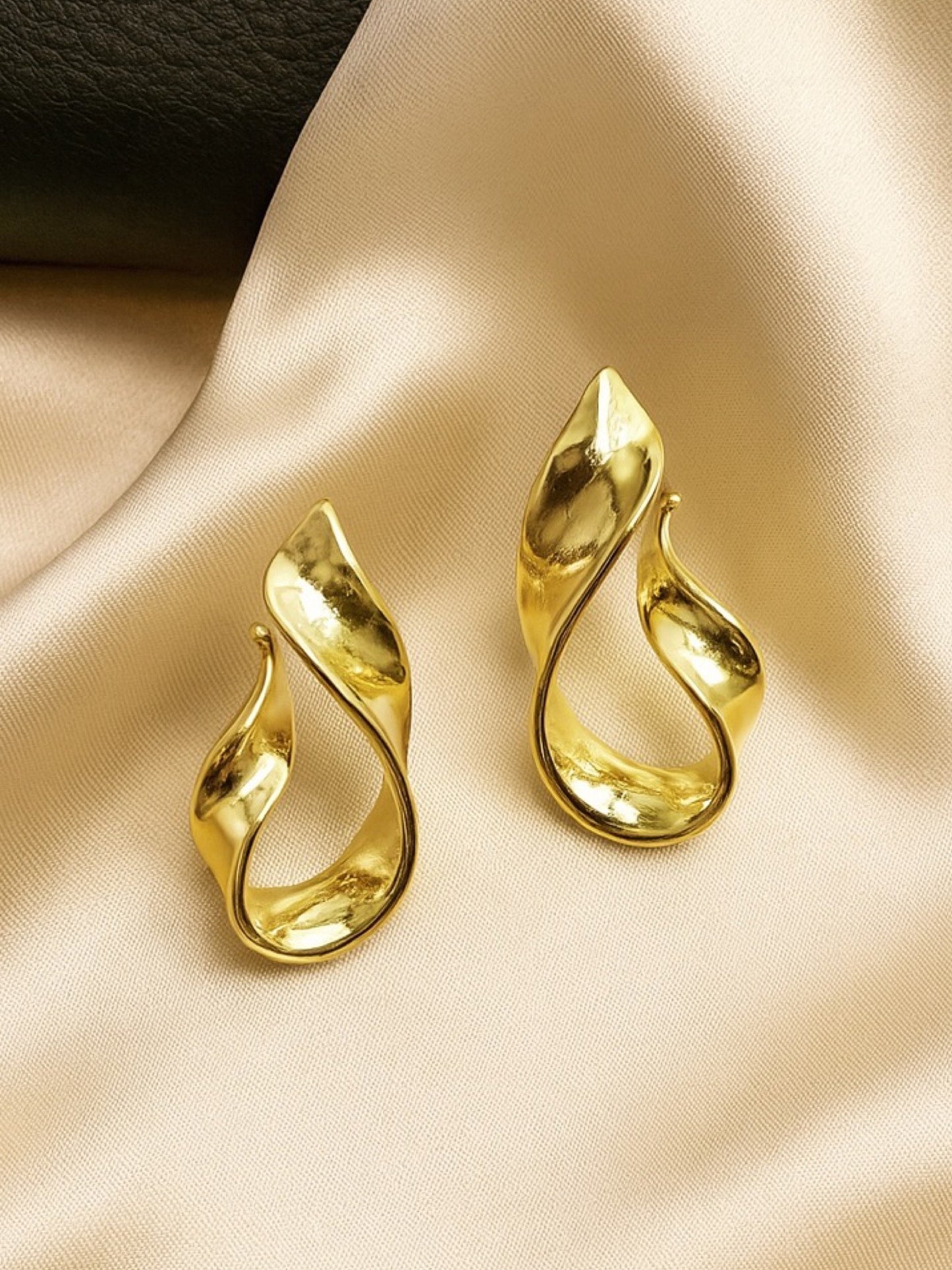 Gold Plated Twist Stud Design Western Earrings