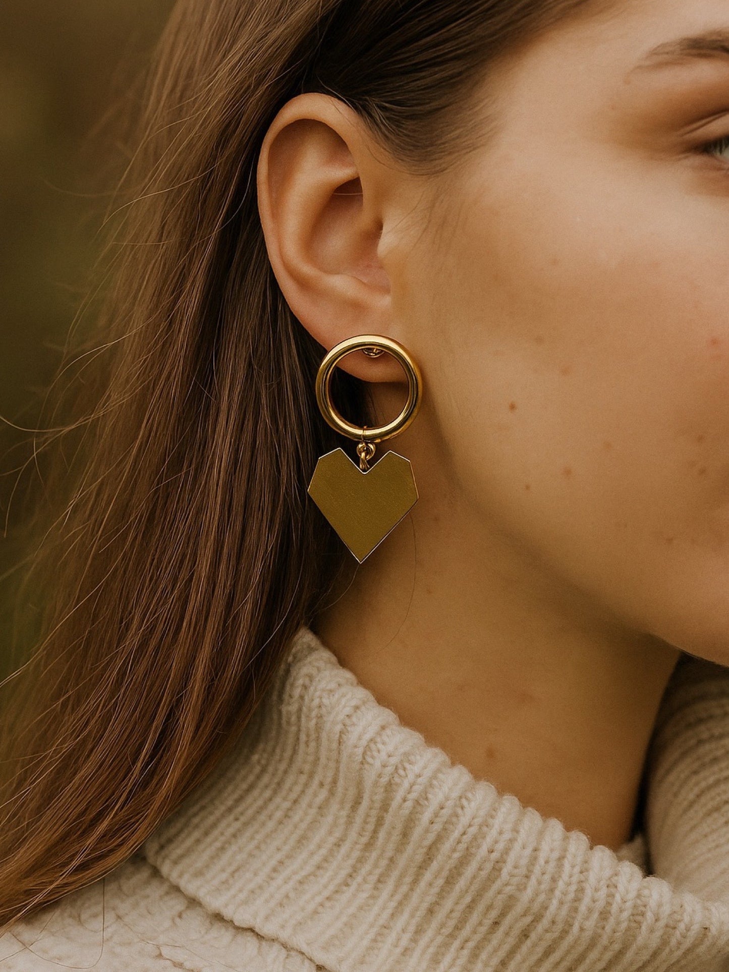 Gold Plated Heart Design Western Earrings