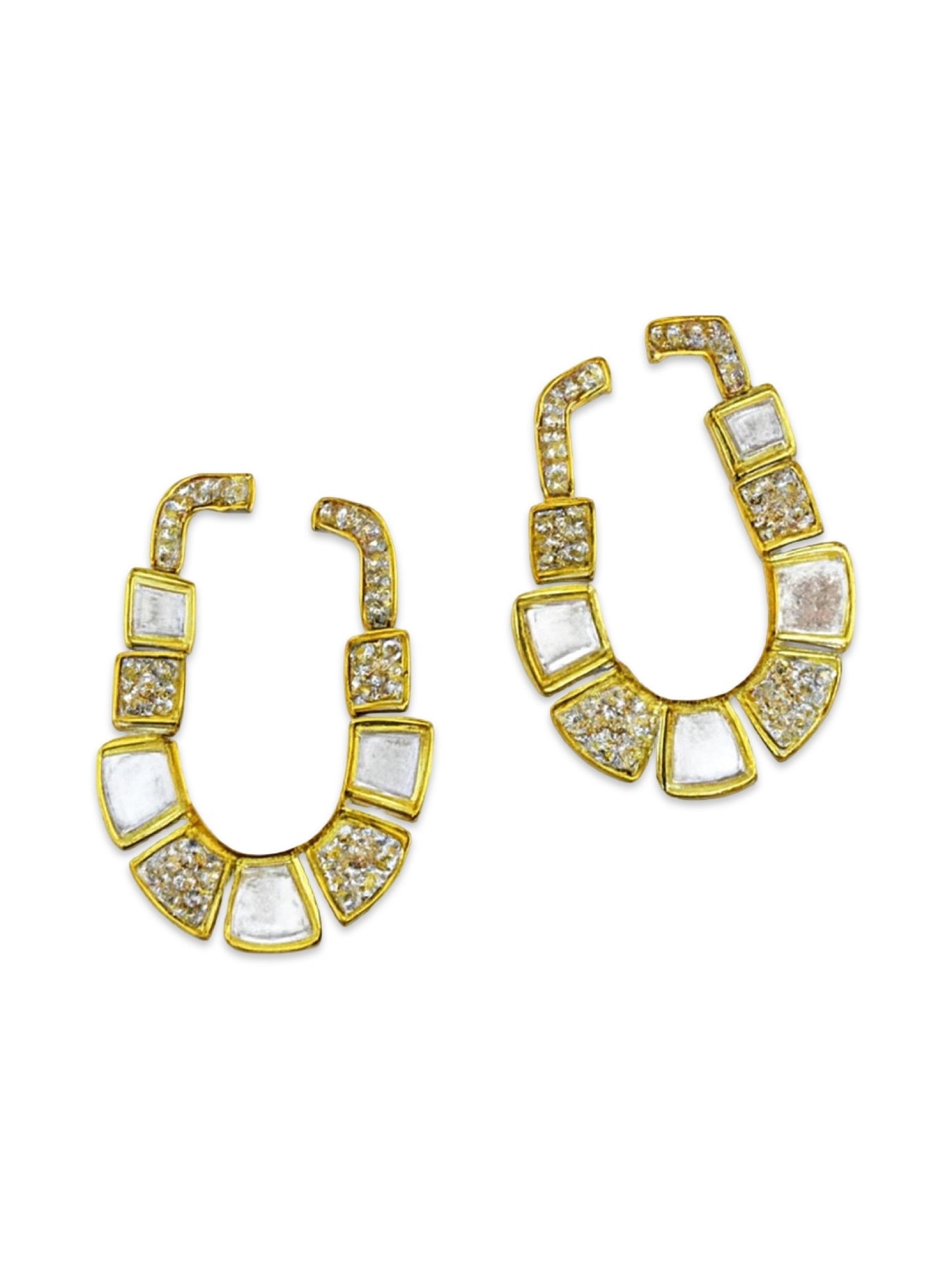 Fresh Water Pearl Geometric Shape AD Earrings
