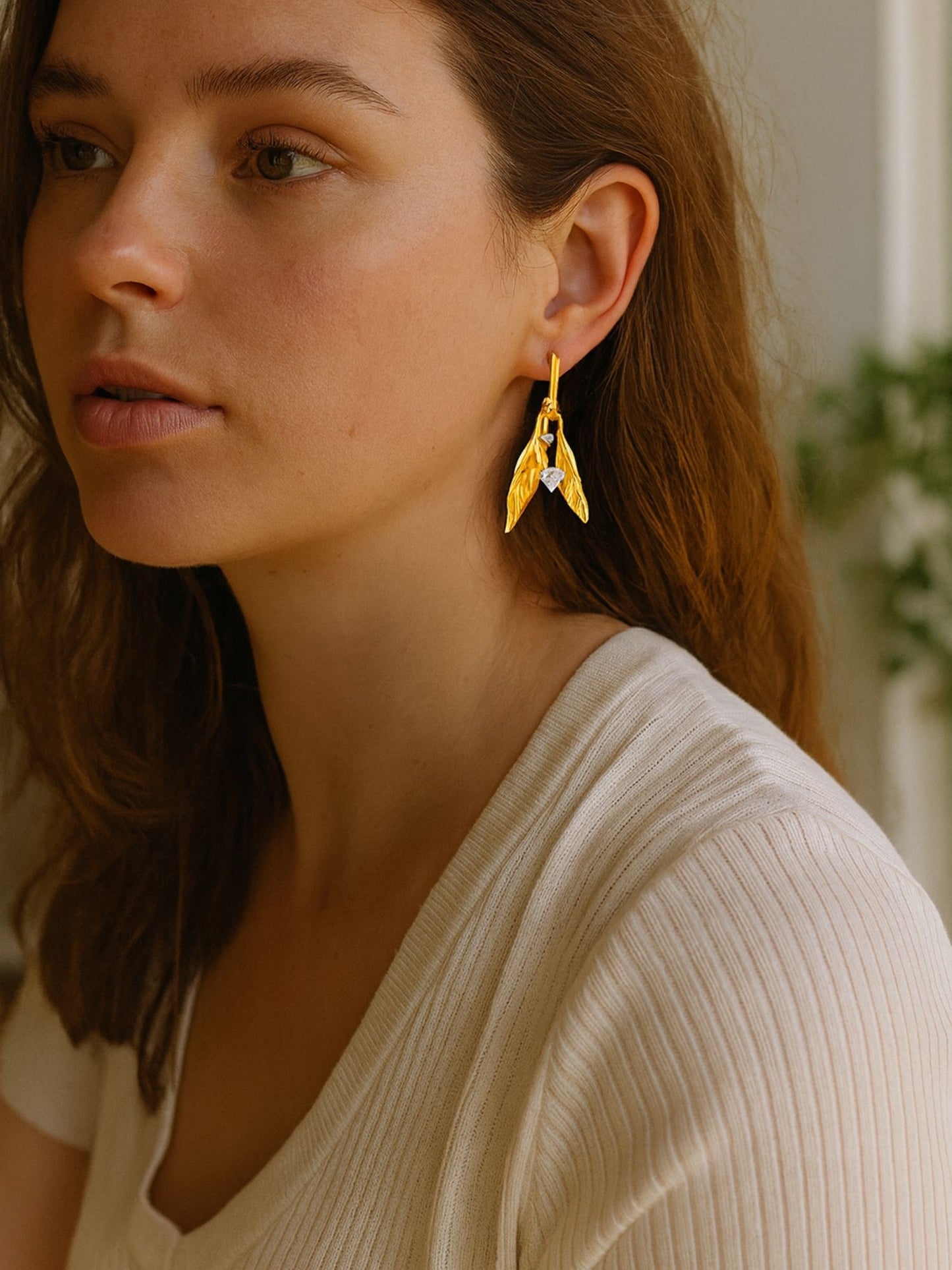 Gold Plated Abstract Drop Earrings for Women