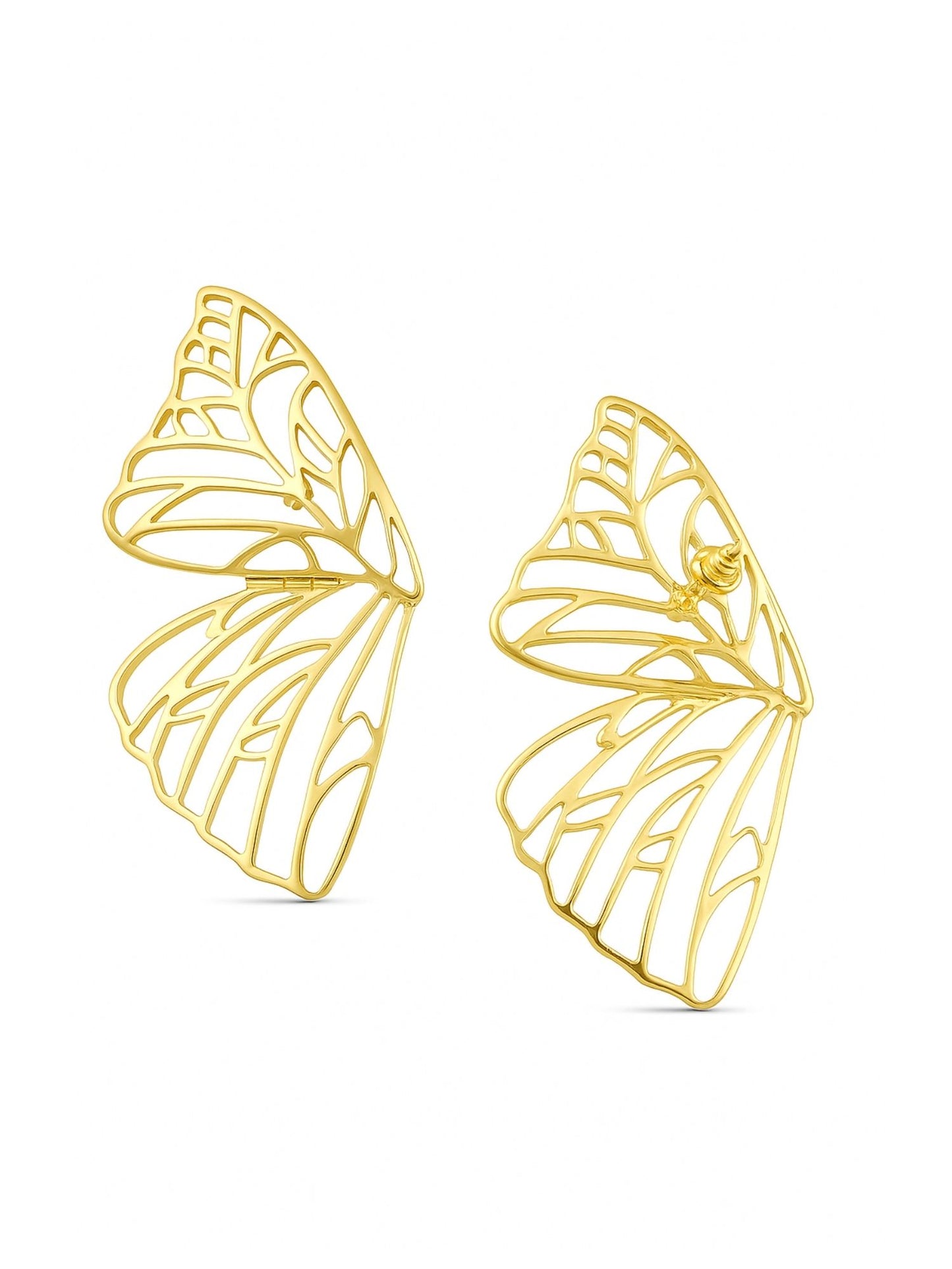 Gold Plated Abstract Cutwork Statement Earrings