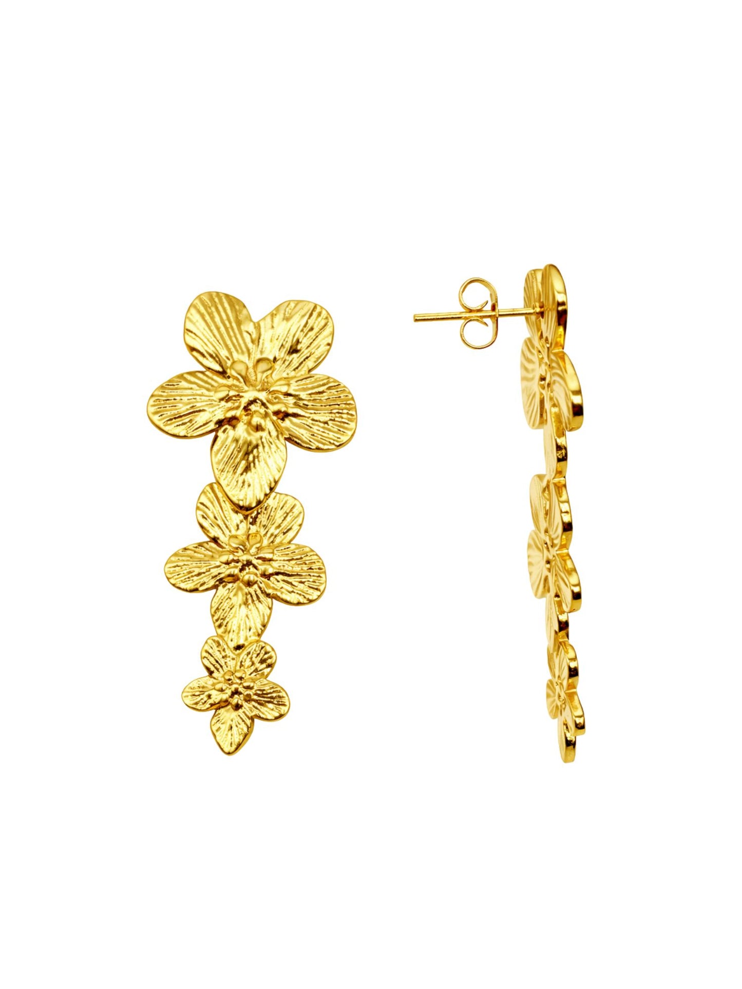 Gold Plated Floral Drop Earrings for Women Statement