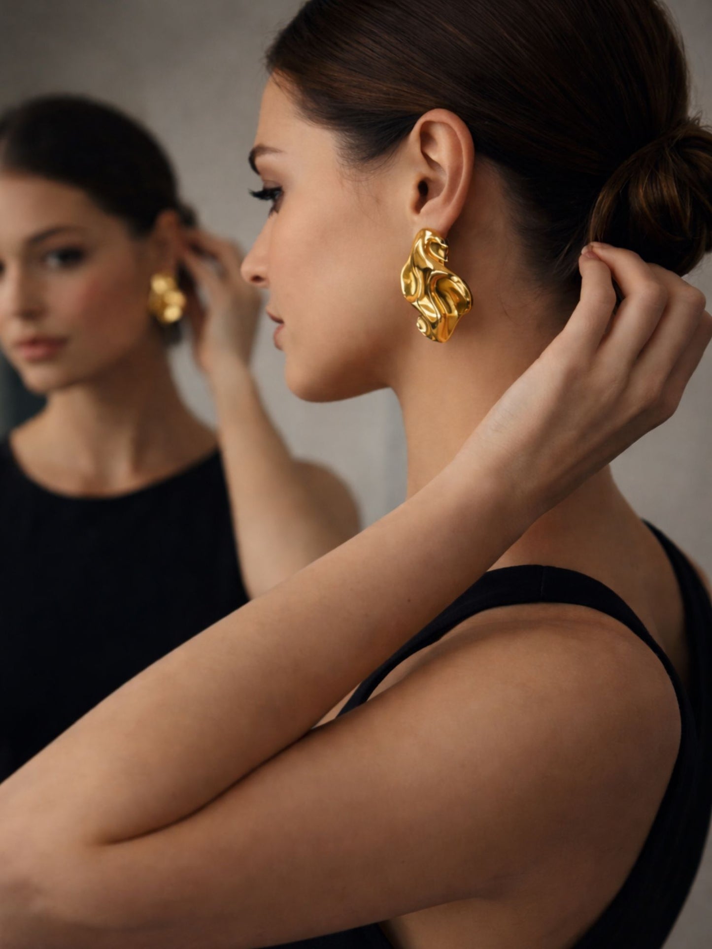 Gold Plated Abstract Chunky Western Statement Earrings