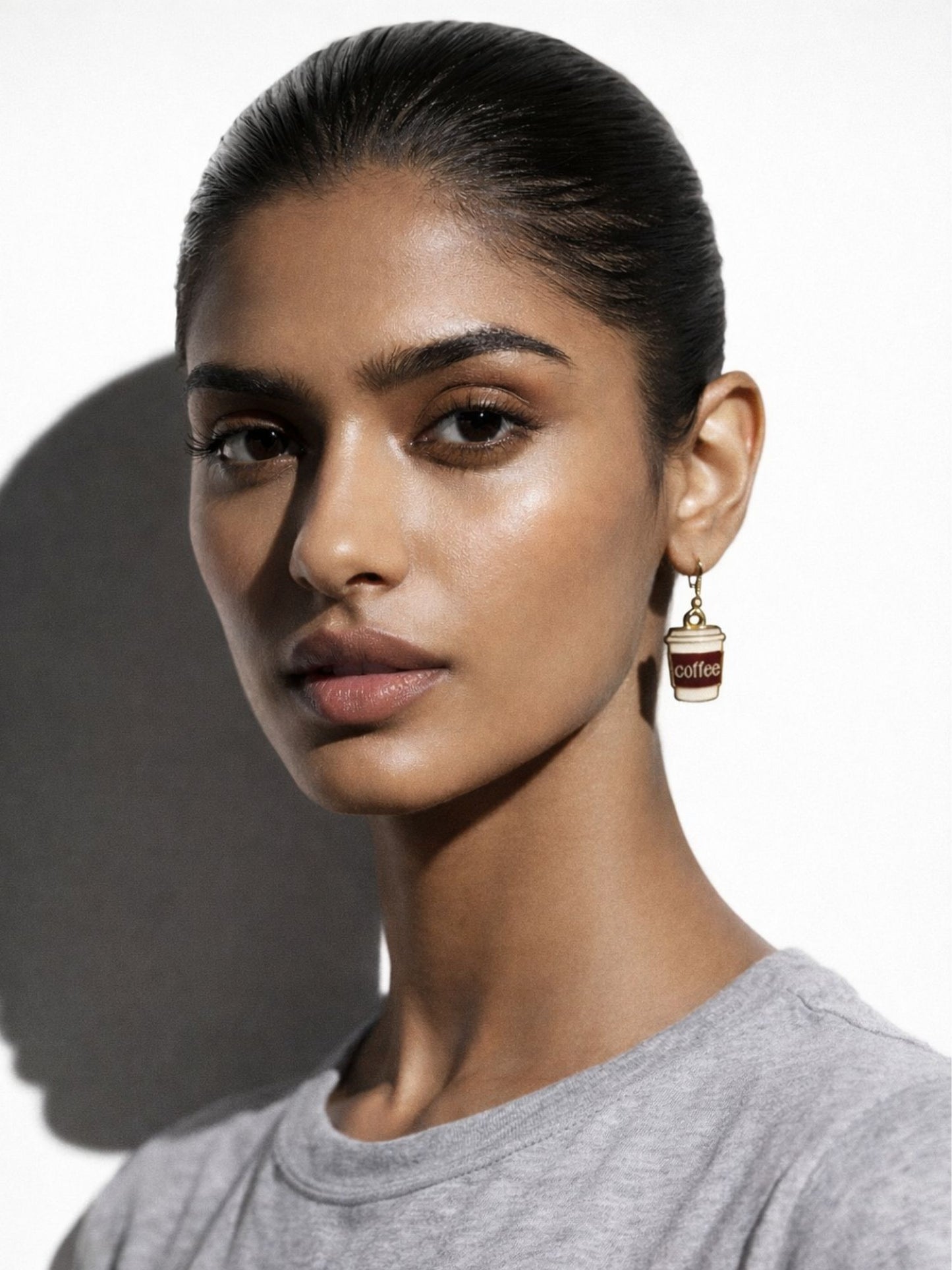 Gold Plated Coffee Cup Mini Earrings for Women & Girls