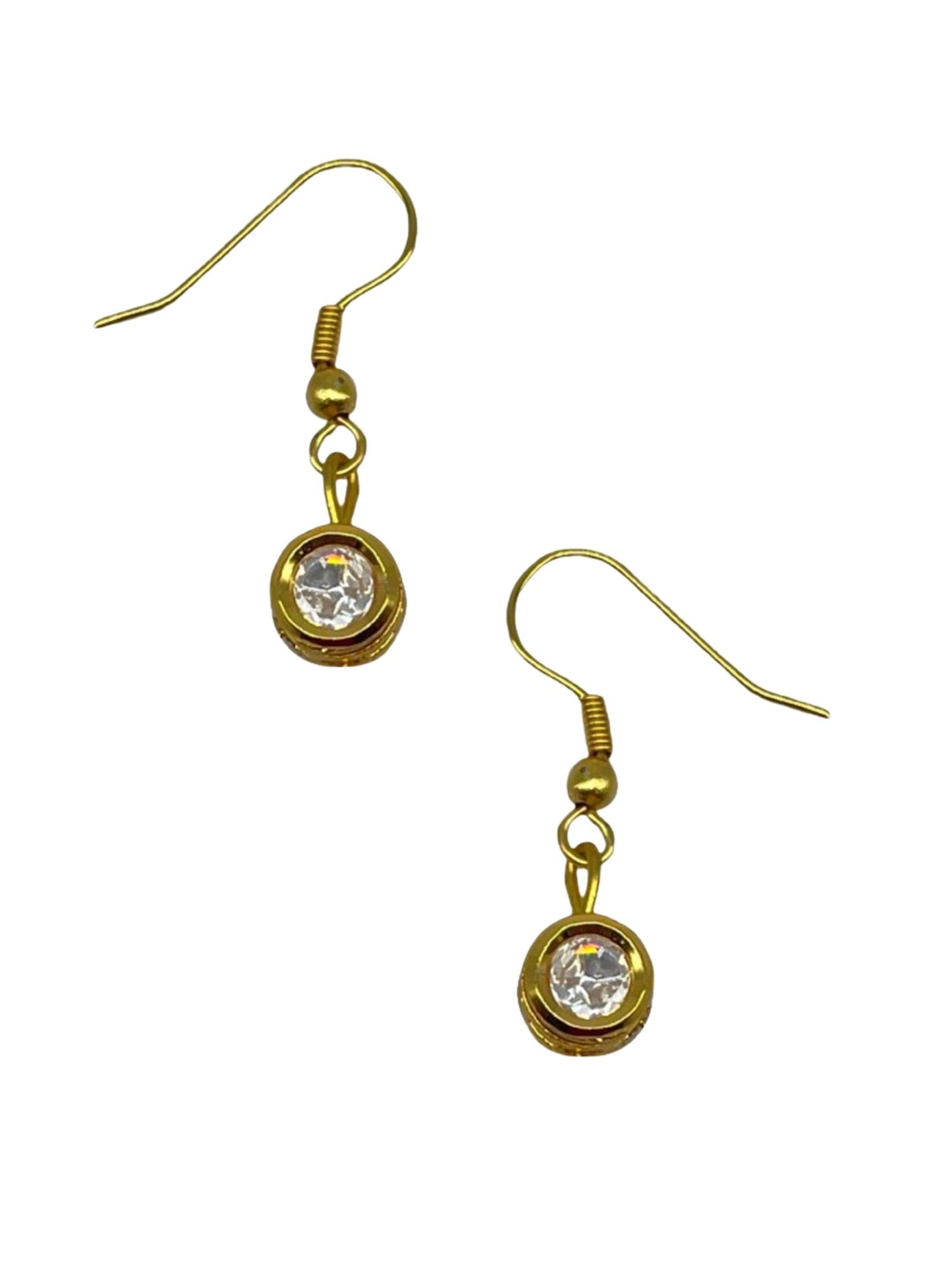 Gold Plated Diamond Drop Earrings Minimal Dangle