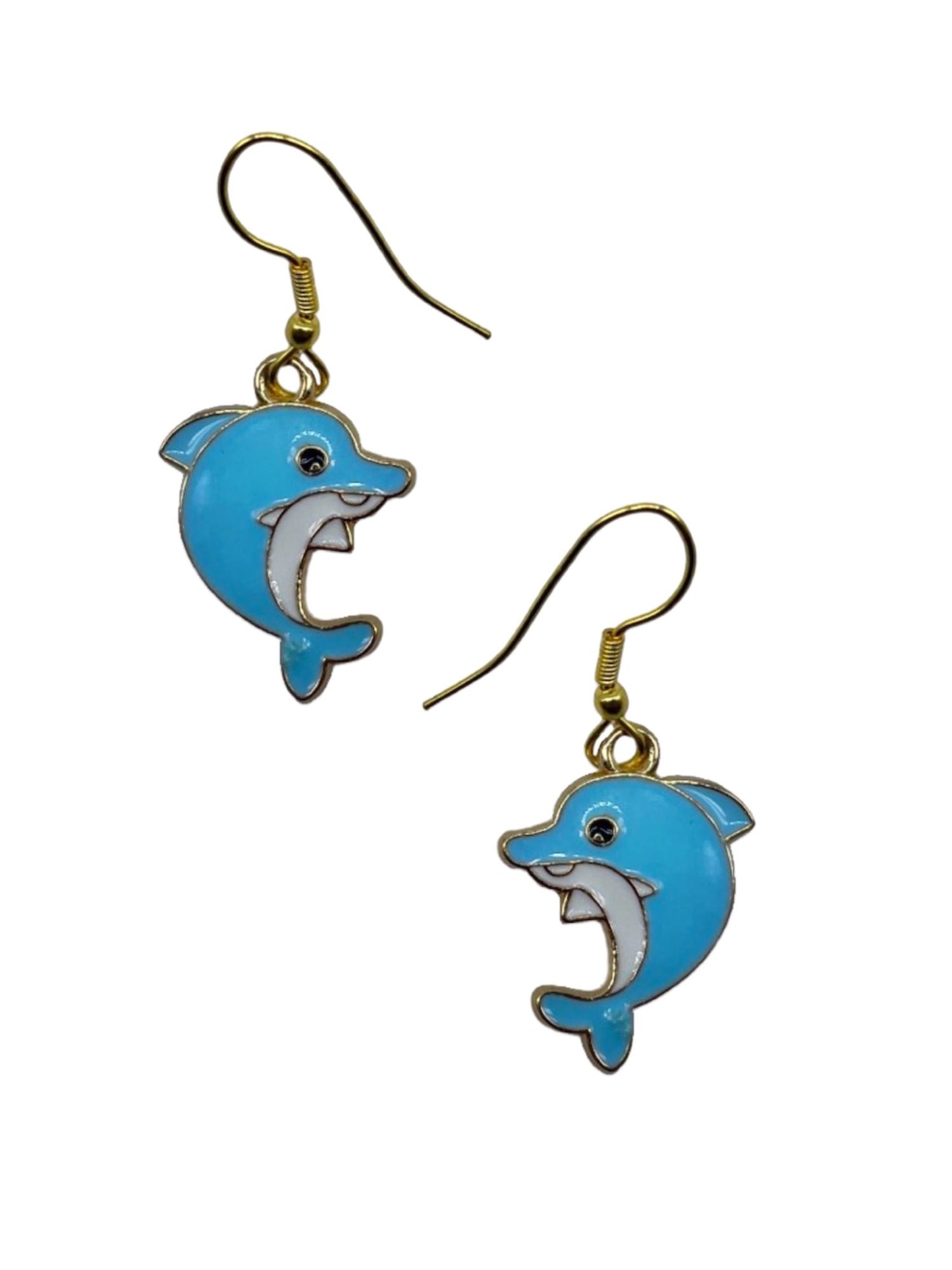 Blue Dolphin Mini Earrings Gold Plated Cute Jewelry