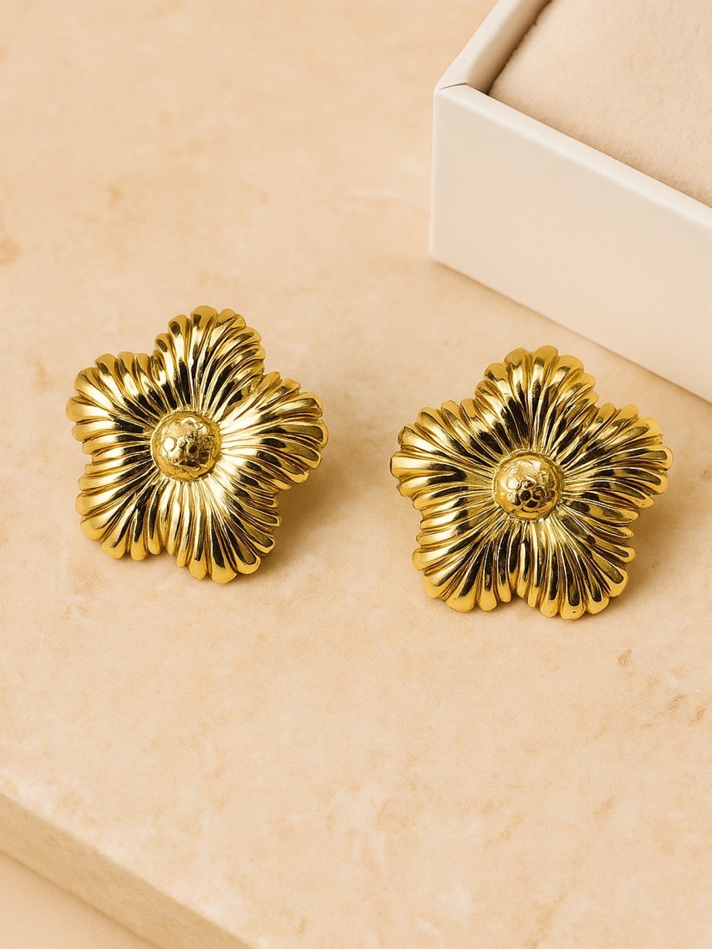 Gold Plated Flower Design Western Earrings