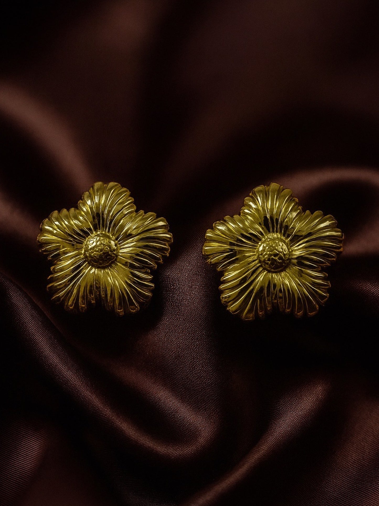 Gold Plated Flower Design Western Earrings