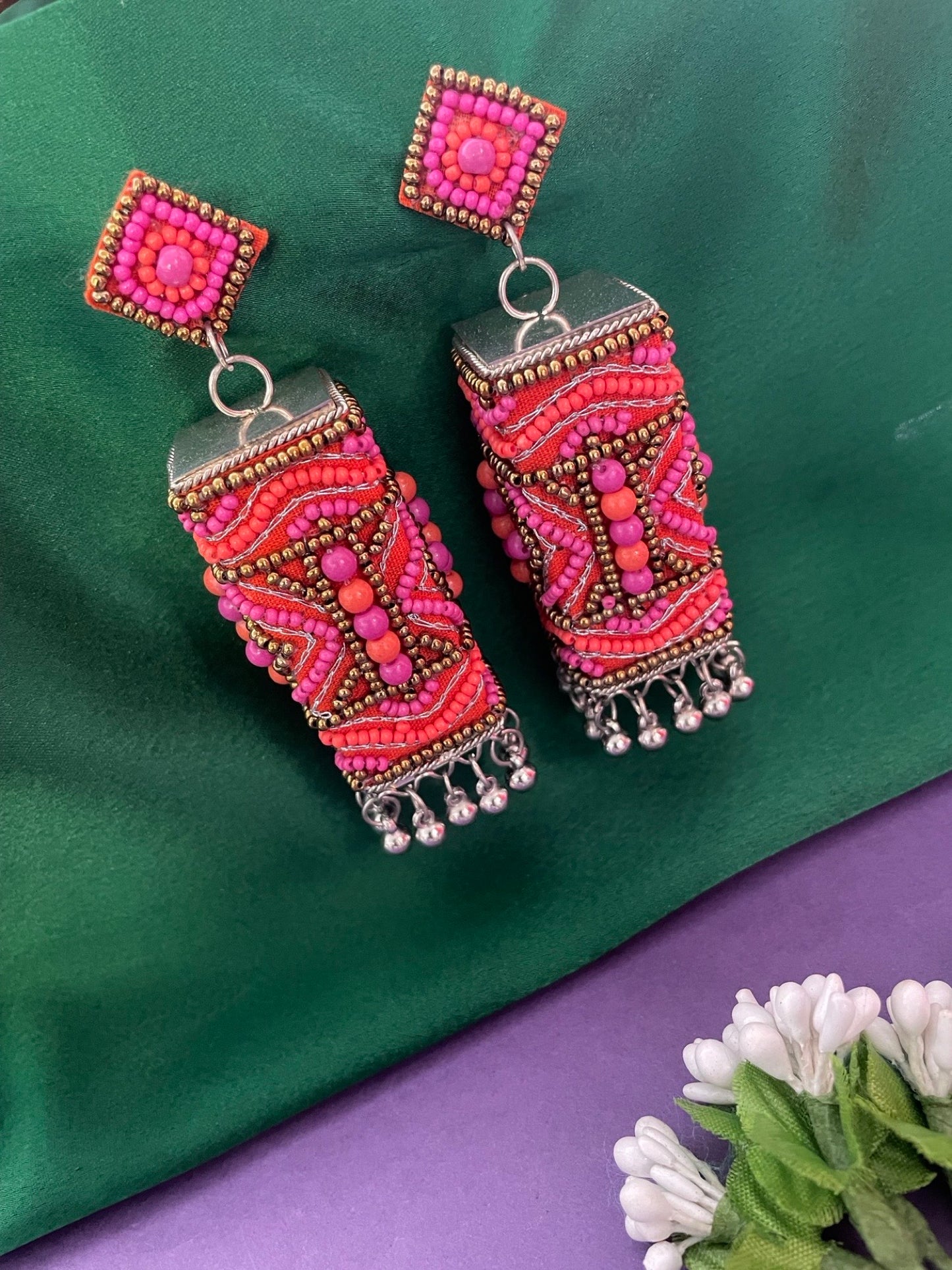 Boho Beaded Long Jhumka Earring Design