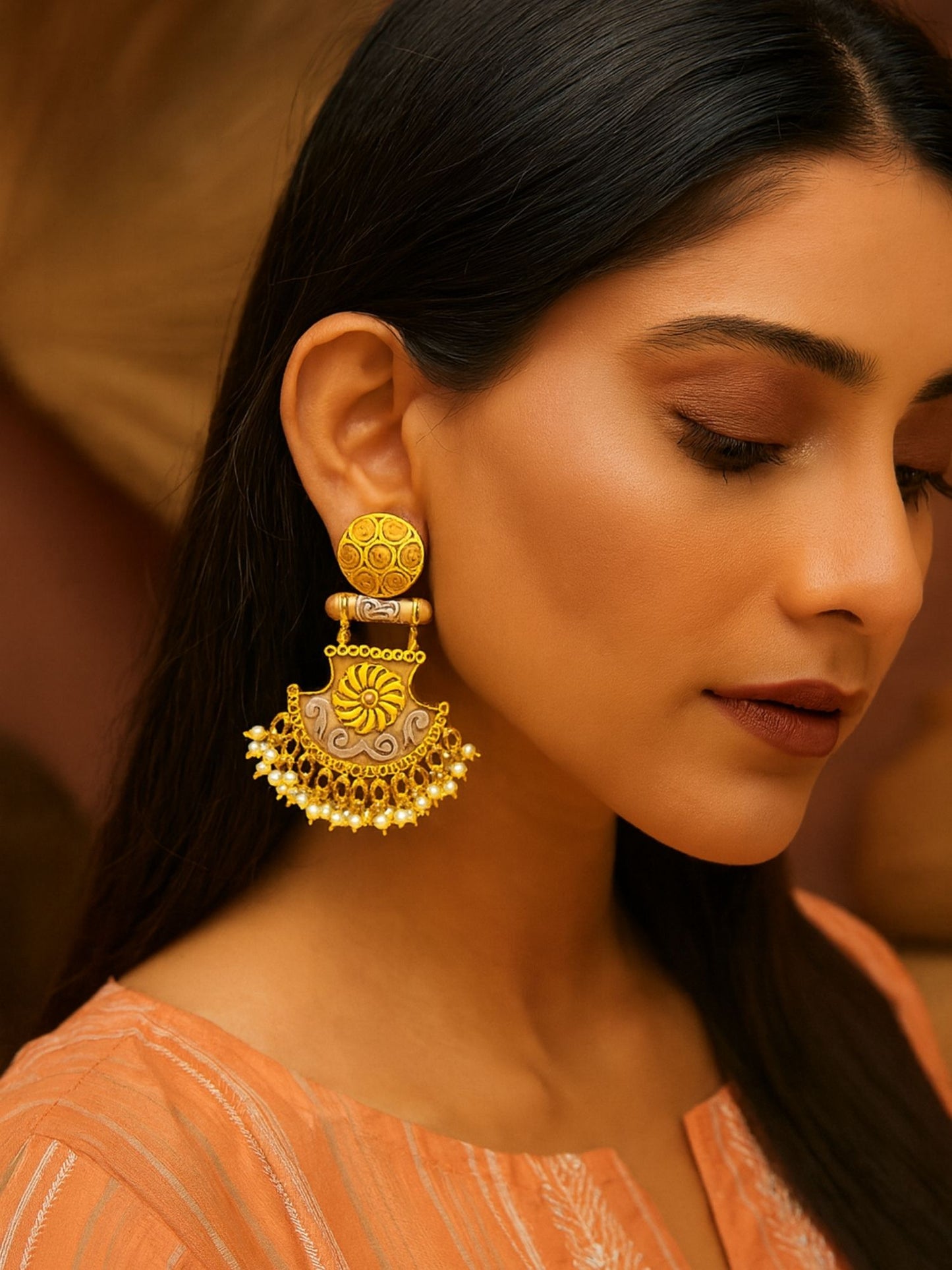 Dangler Afghani Jhumka Earrings Flower Designs With Pearl