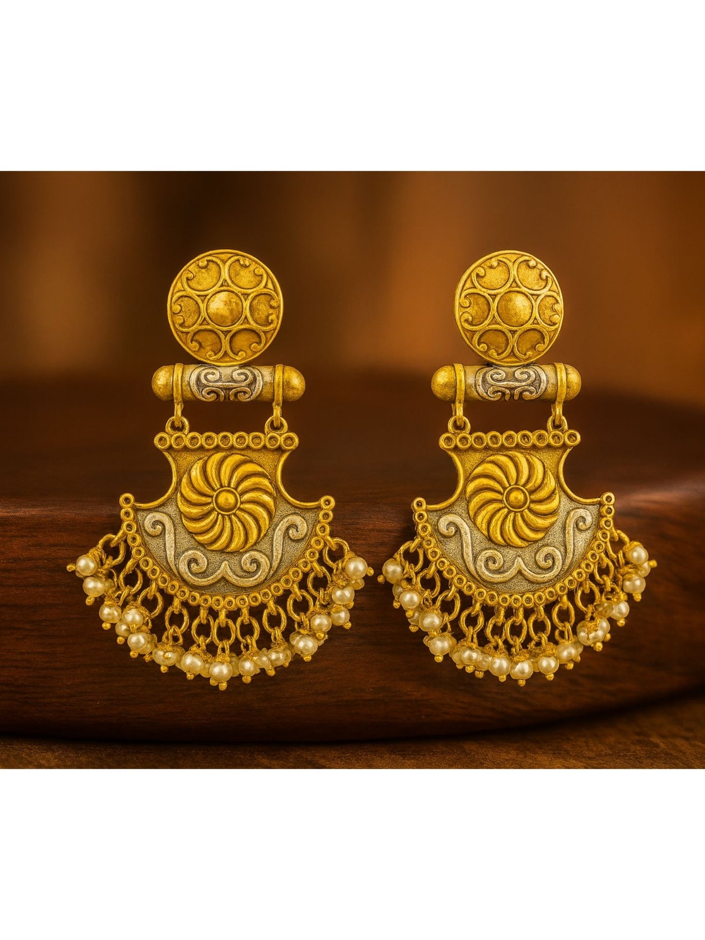 Dangler Afghani Jhumka Earrings Flower Designs With Pearl