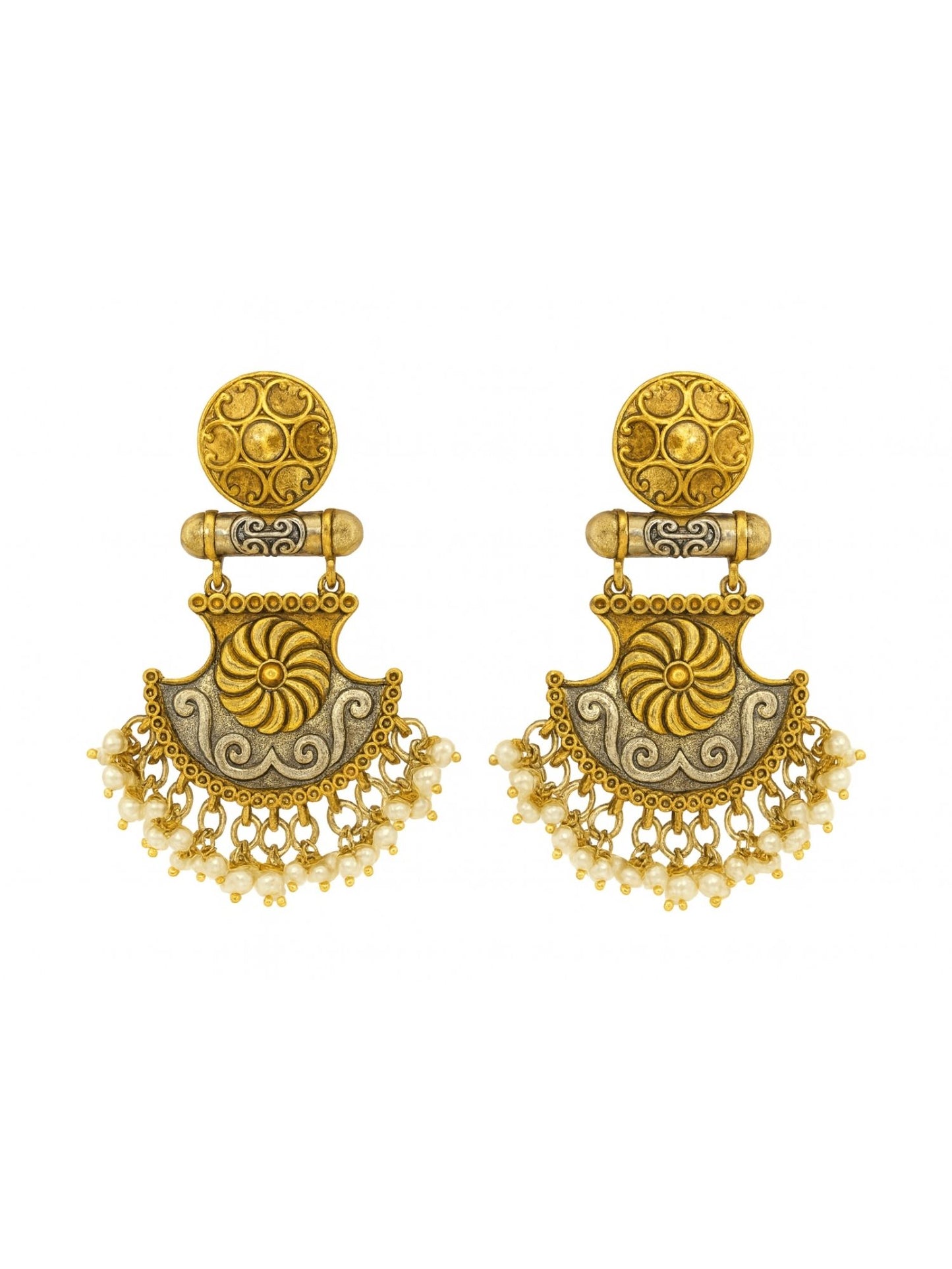 Dangler Afghani Jhumka Earrings Flower Designs With Pearl