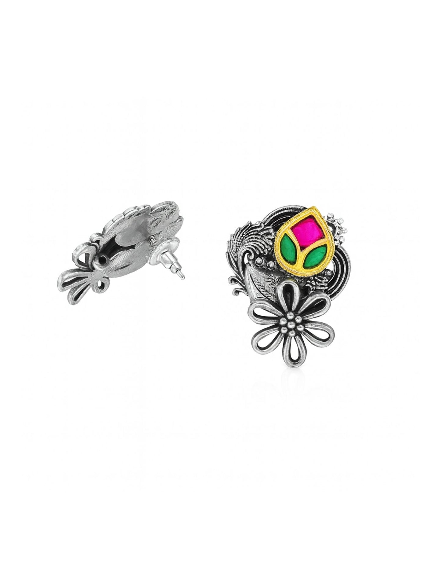 Stud Afghani Jhumka Earrings Flower Designs