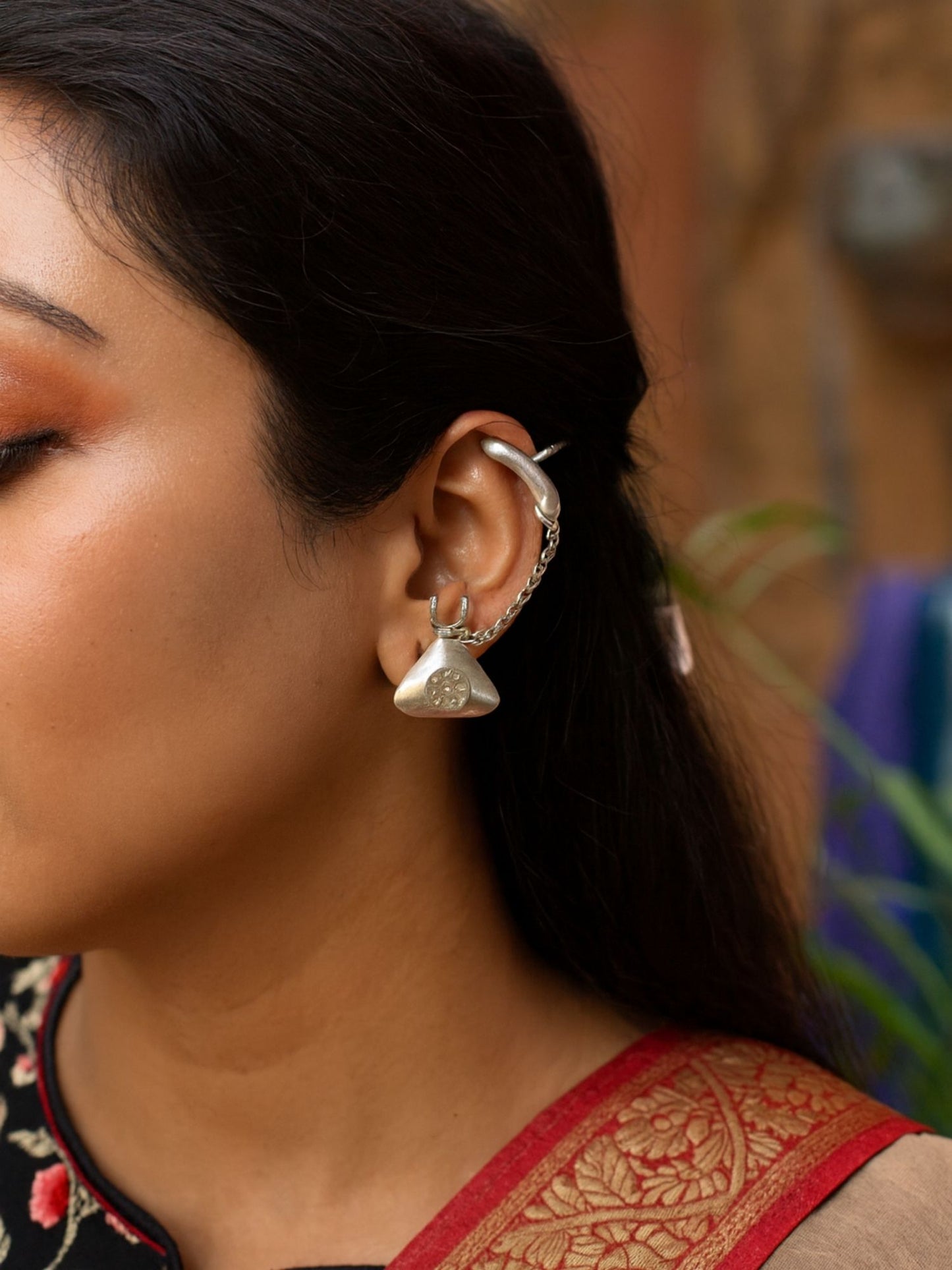 Stud Afghani Jhumka Earrings Telephone Ear cuff Designs