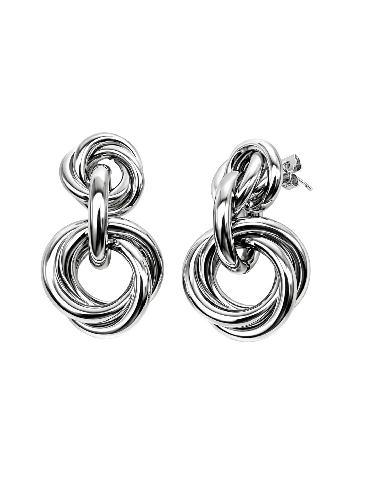 Silver Plated Interlinked Knot Drop Western Earrings