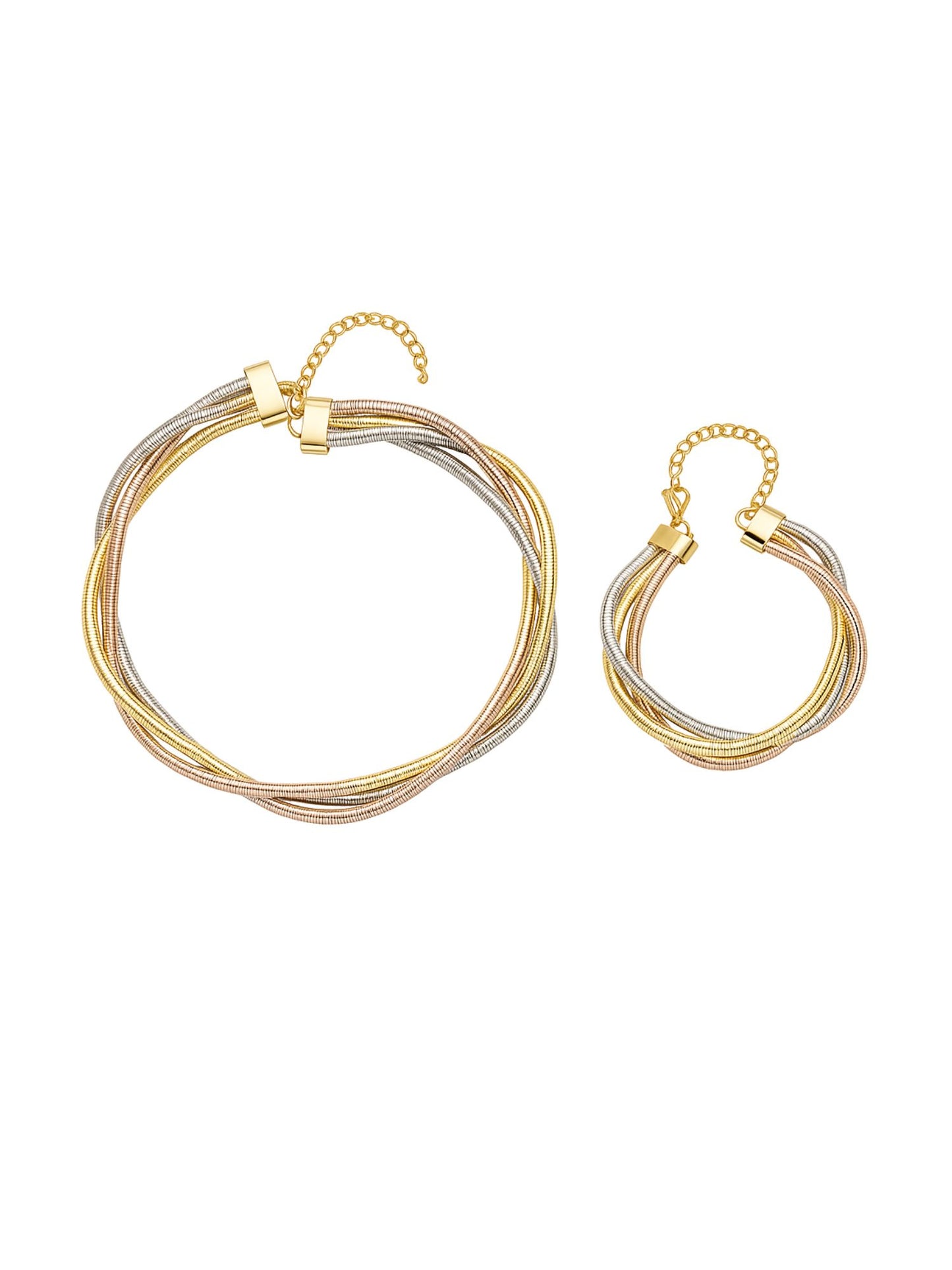 Multi-Tone Necklace & Bracelet Set for Women