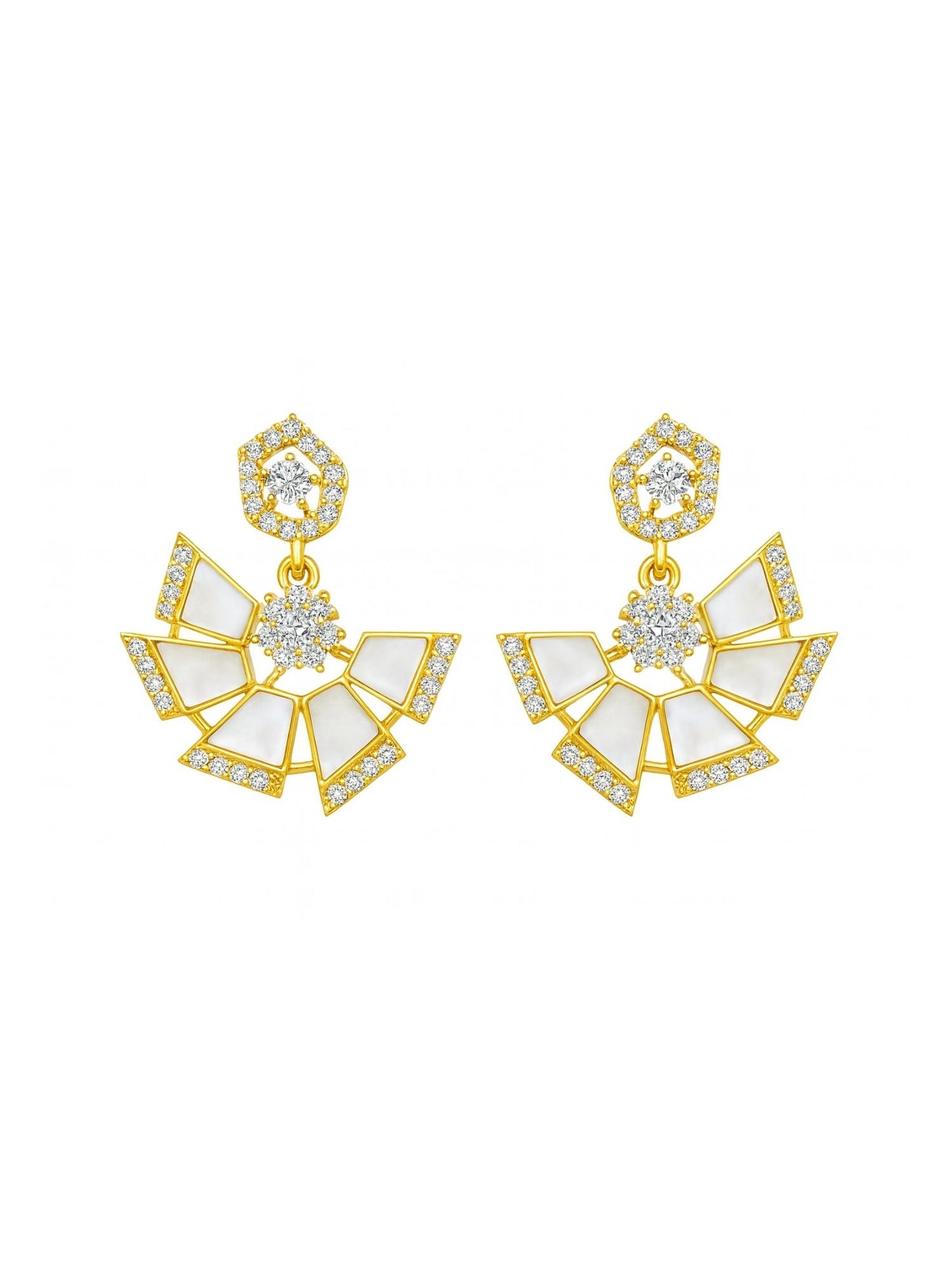 Geometric Shape With AD Pearl Short Necklace Set
