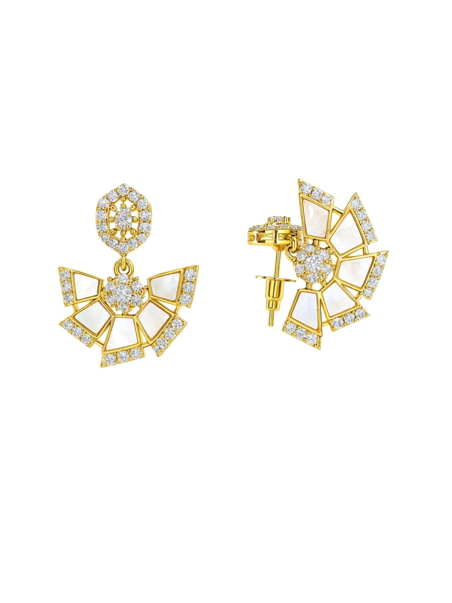 Geometric Shape With AD Pearl Short Necklace Set