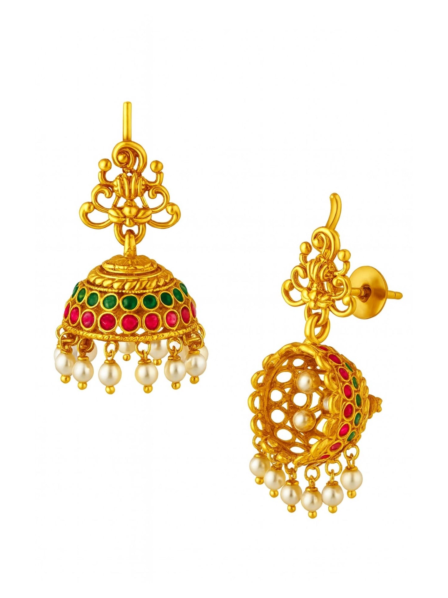 Laxmi With Pearl Red Beads Mala Long Necklace Set