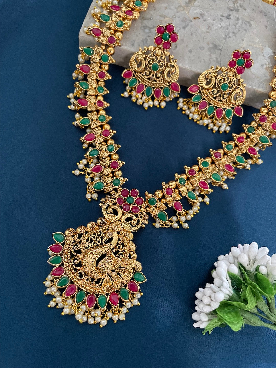 peacock necklace set