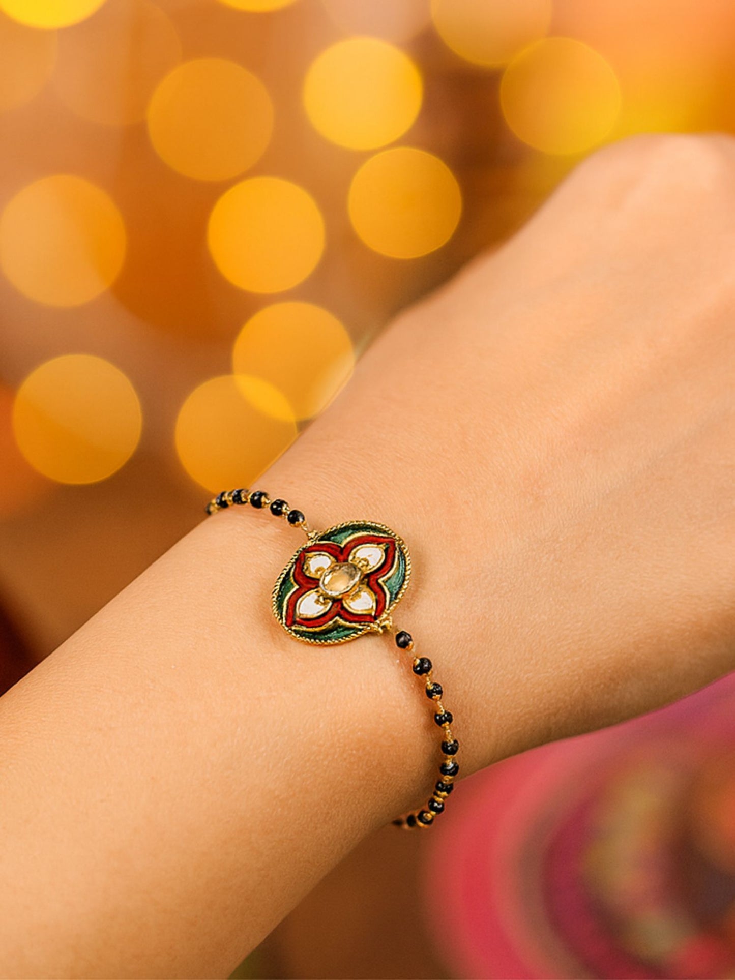 Enamel Flower Mangalsutra Bracelet