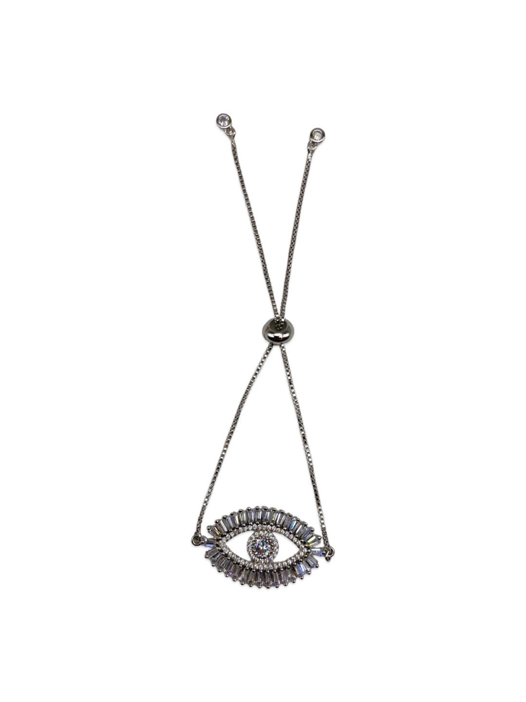Silver Plated Evil Eye Adjustable A D Bracelet