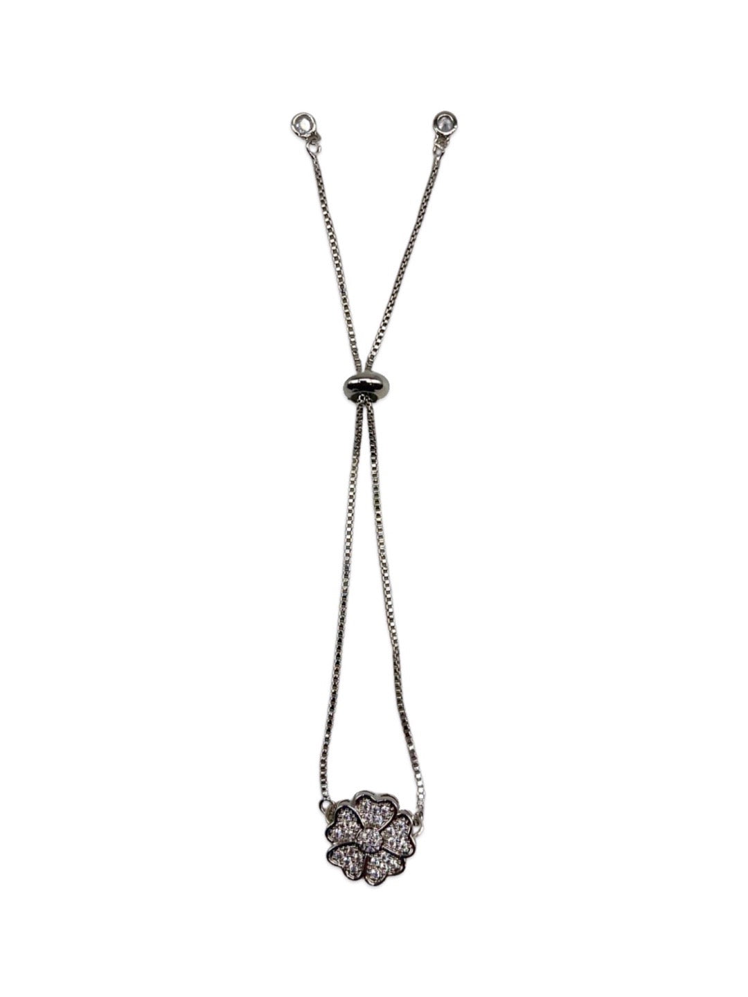 Stylish Silver Plated Flower Adjustable A D Bracelet for Girls and Women