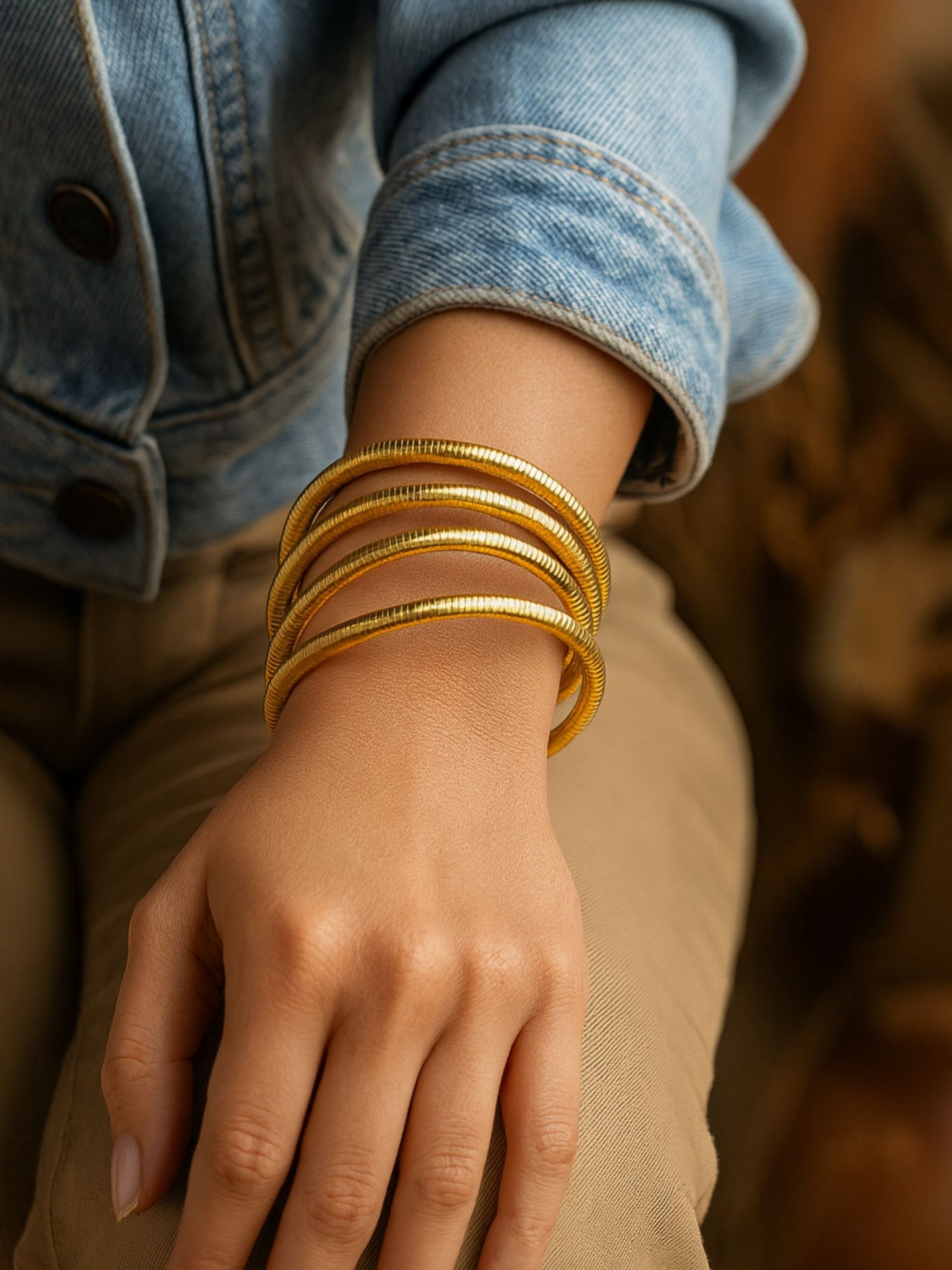 Coil Kada Bracelet | Gold Plated Flexible Bangle