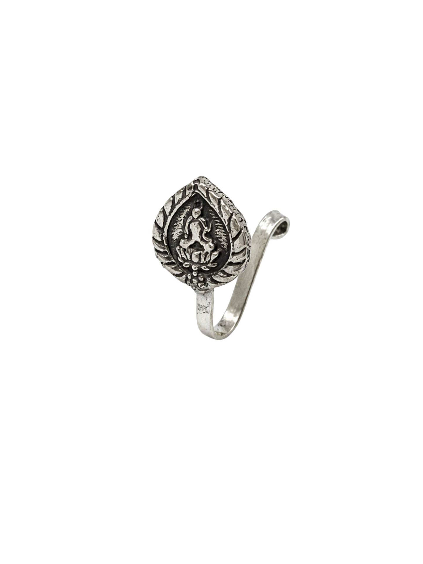 Maharashtrian Laxmi Oxidized Silver Nath Nose Pin