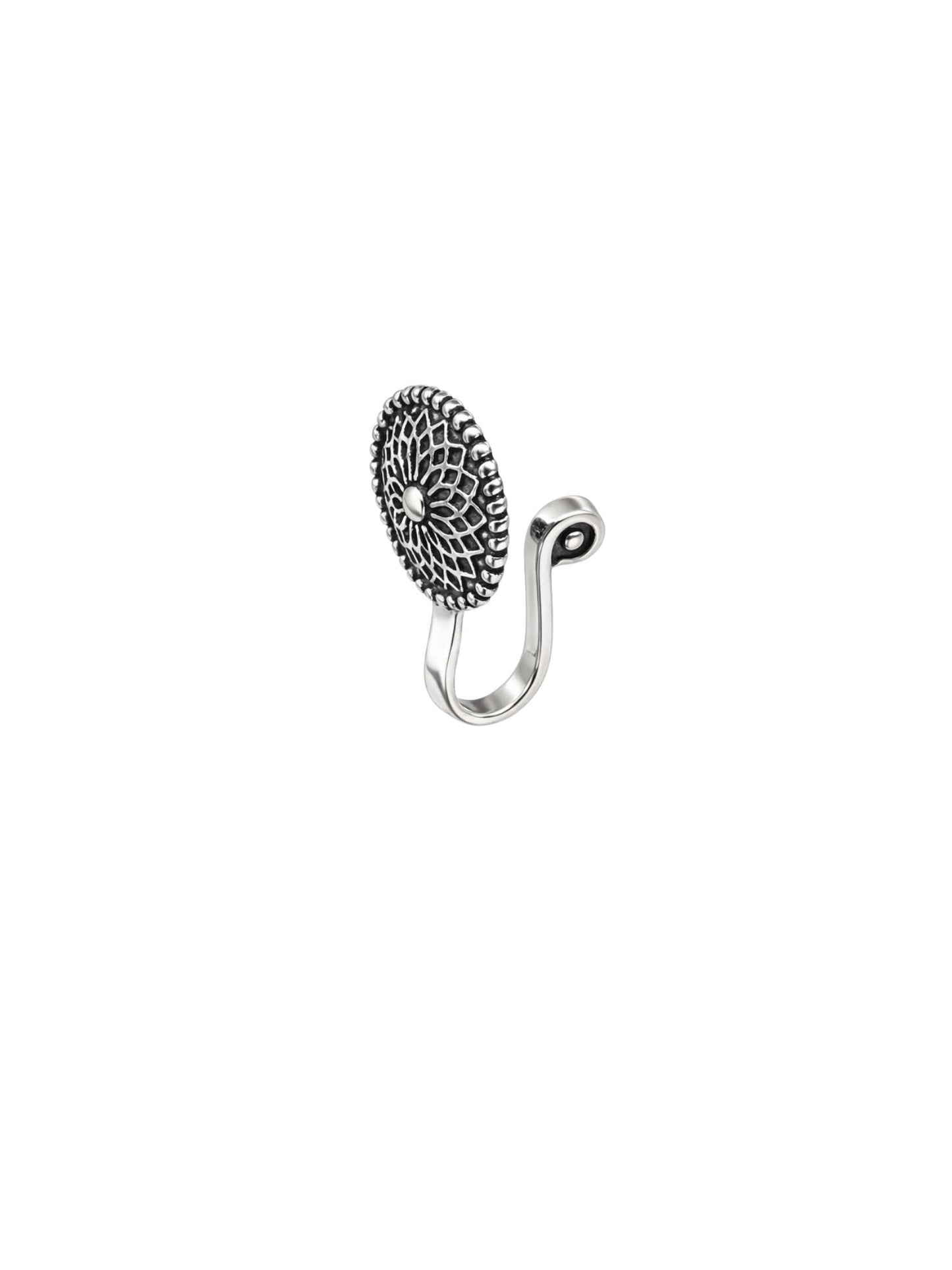 Oxidized Silver Maharashtrian Floral Nath Nose Pin