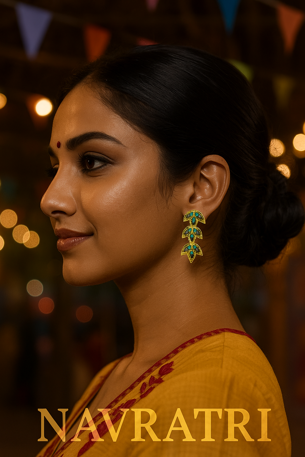 Diya Leaf Design Beaded Earrings