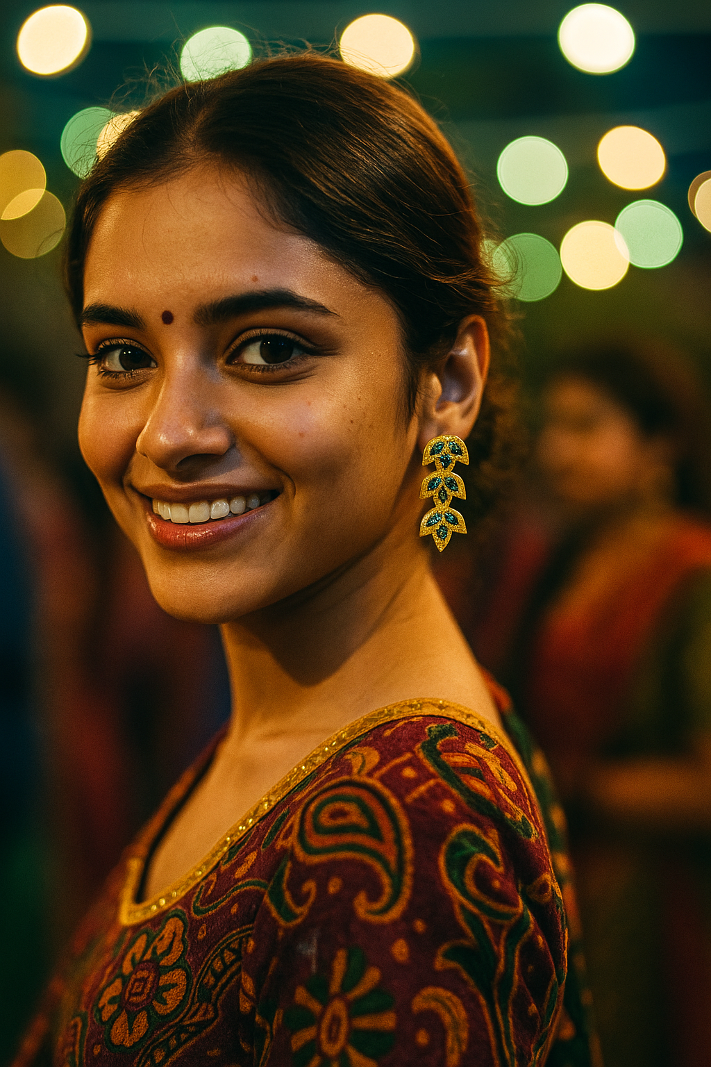 Diya Leaf Design Beaded Earrings