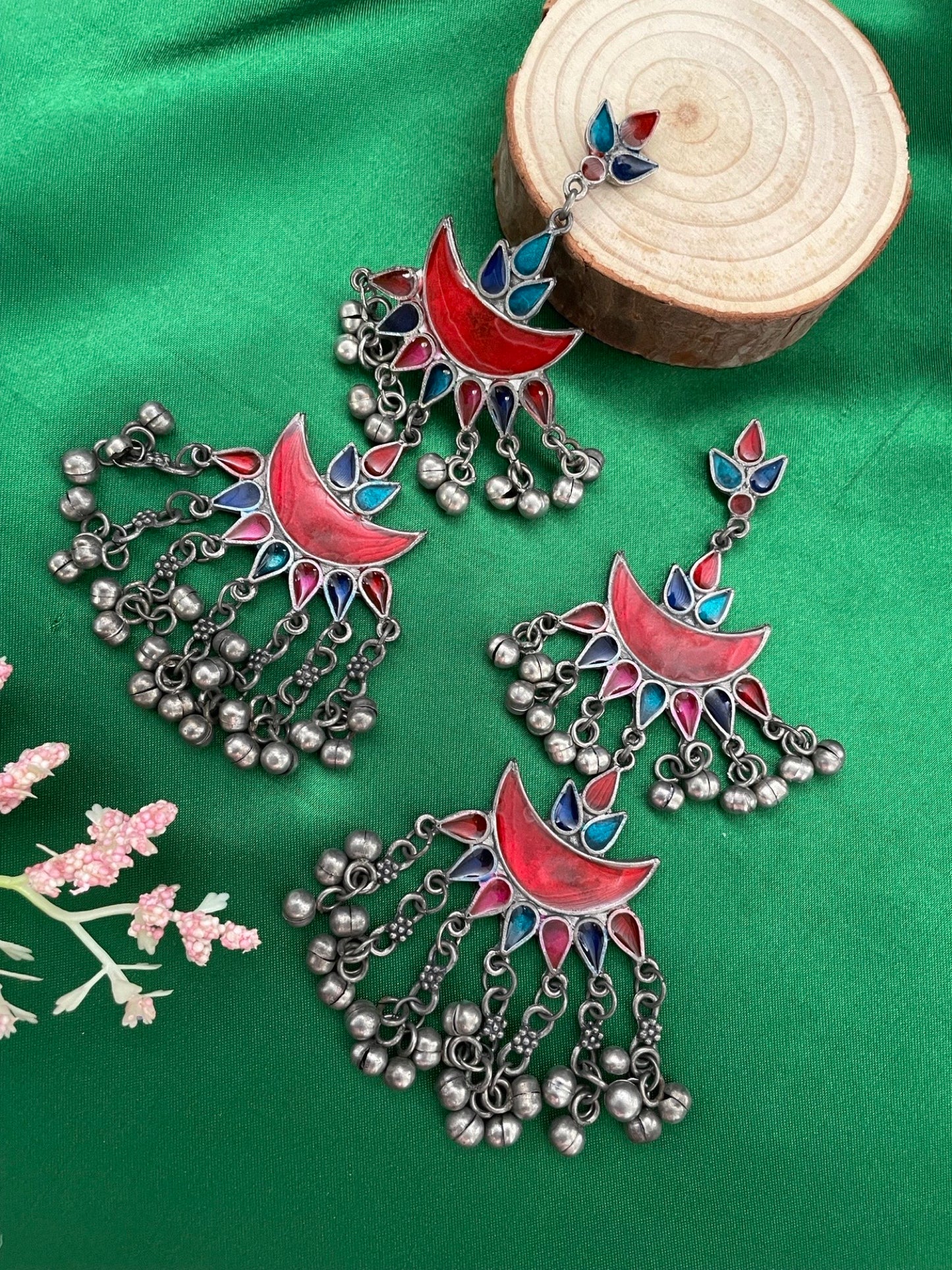 Drop Earring Flower With Ghungroo Design
