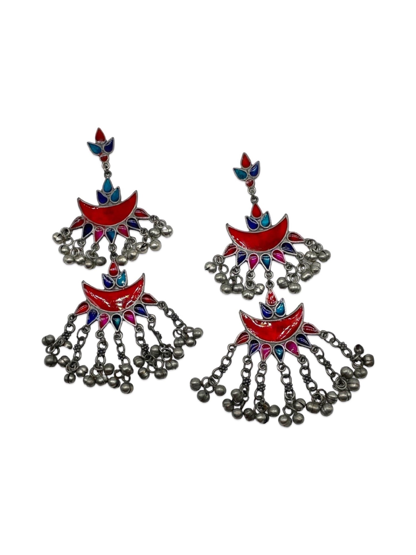 Drop Earring Flower With Ghungroo Design