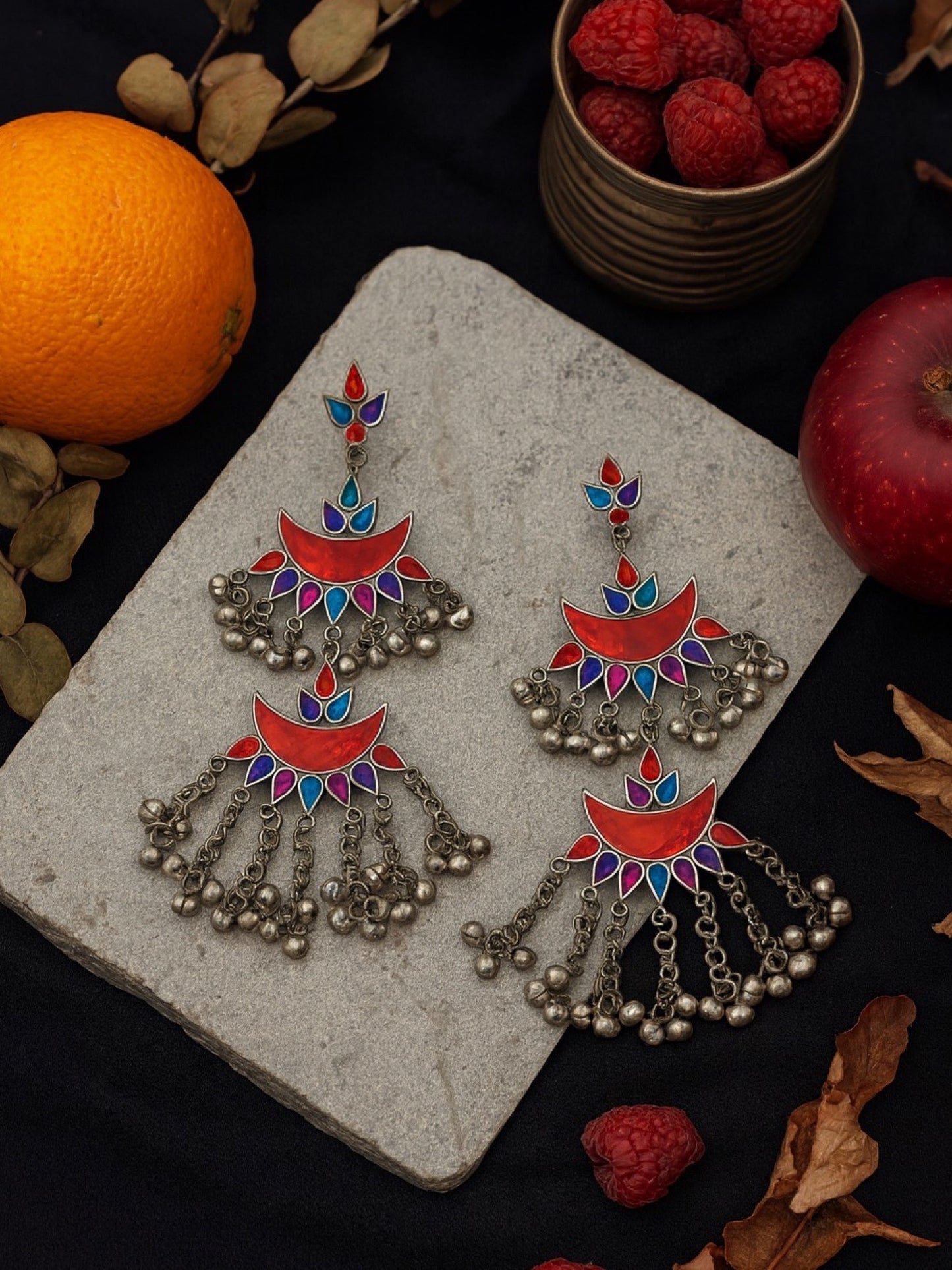 Drop Earring Flower With Ghungroo Design