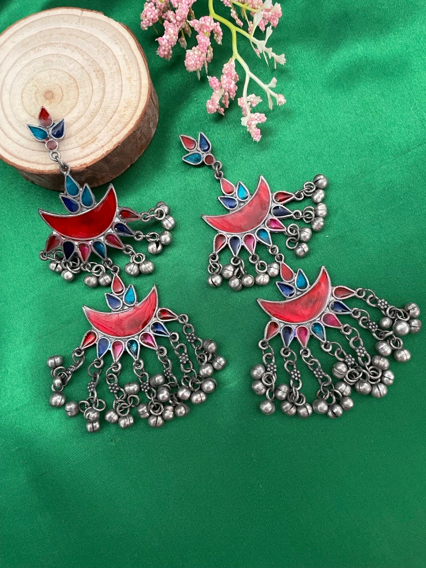 Drop Earring Flower With Ghungroo Design