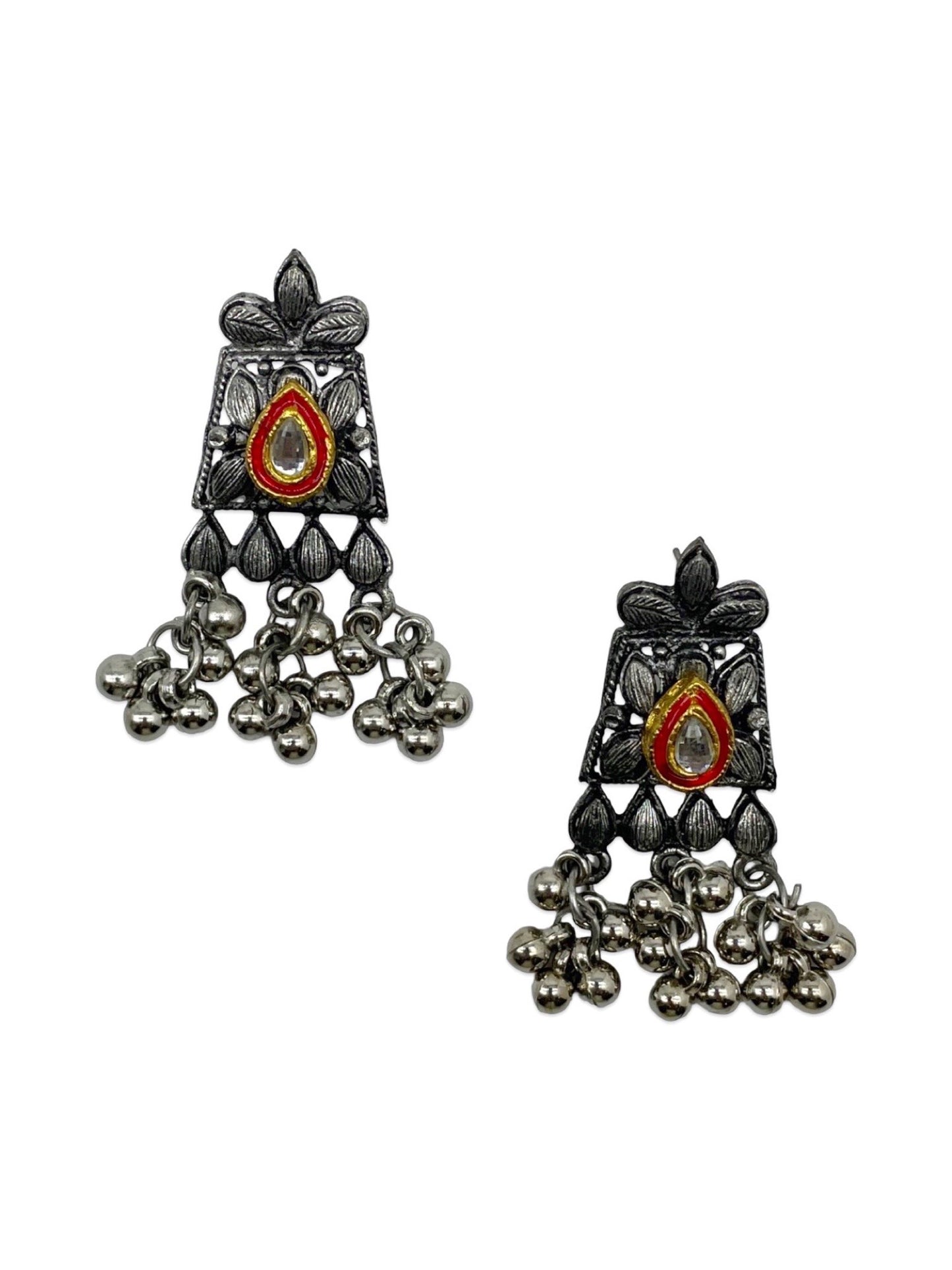 Stud Earring Flower With Ghungroo Design