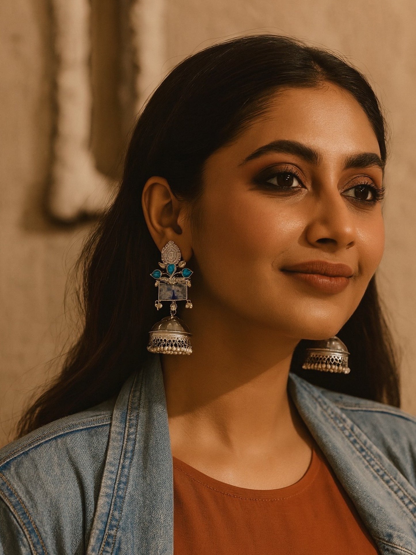 Jhumka Earring Flower With Pearl Design