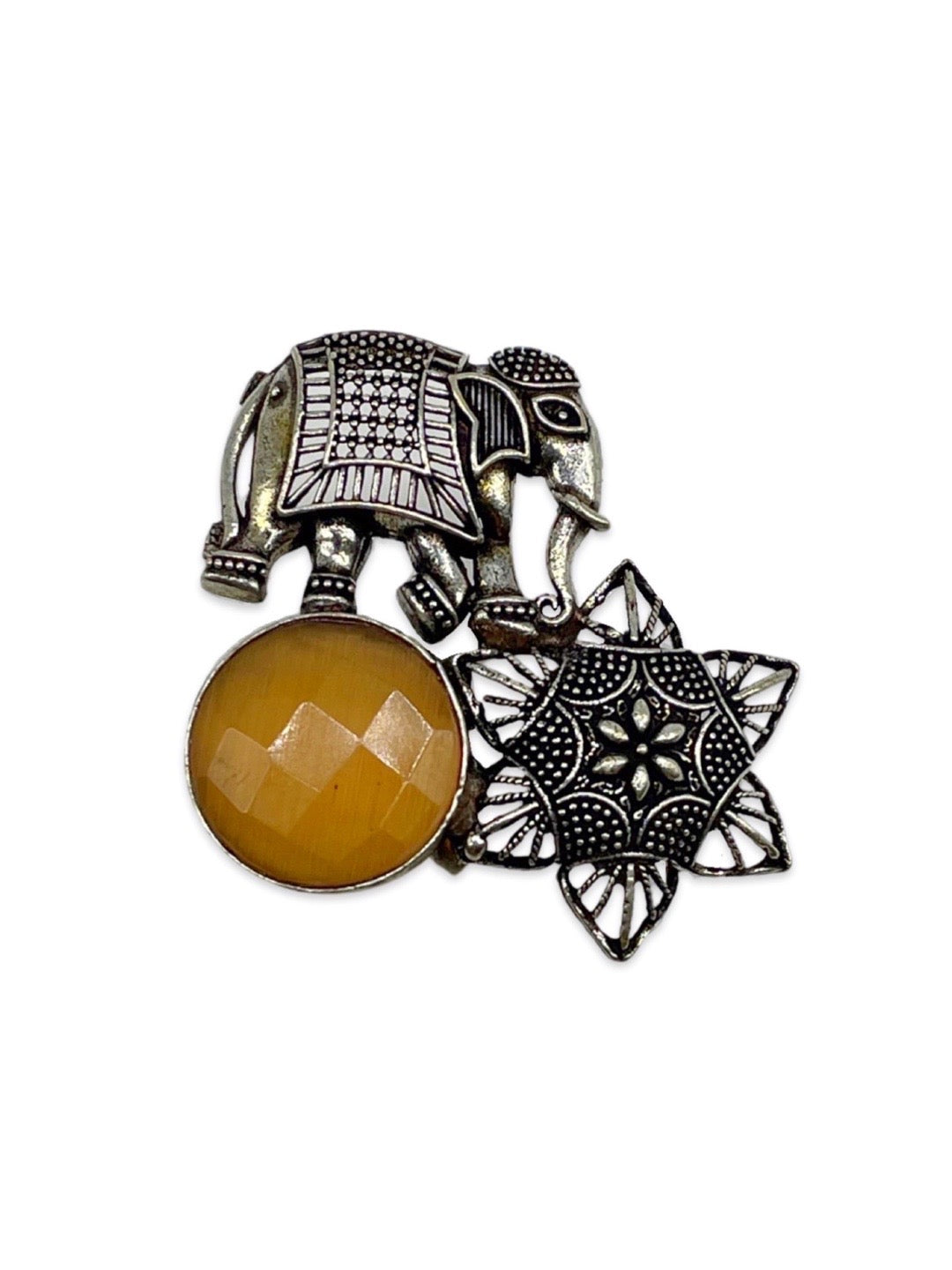 Ring Elephant & Star with Stone Design