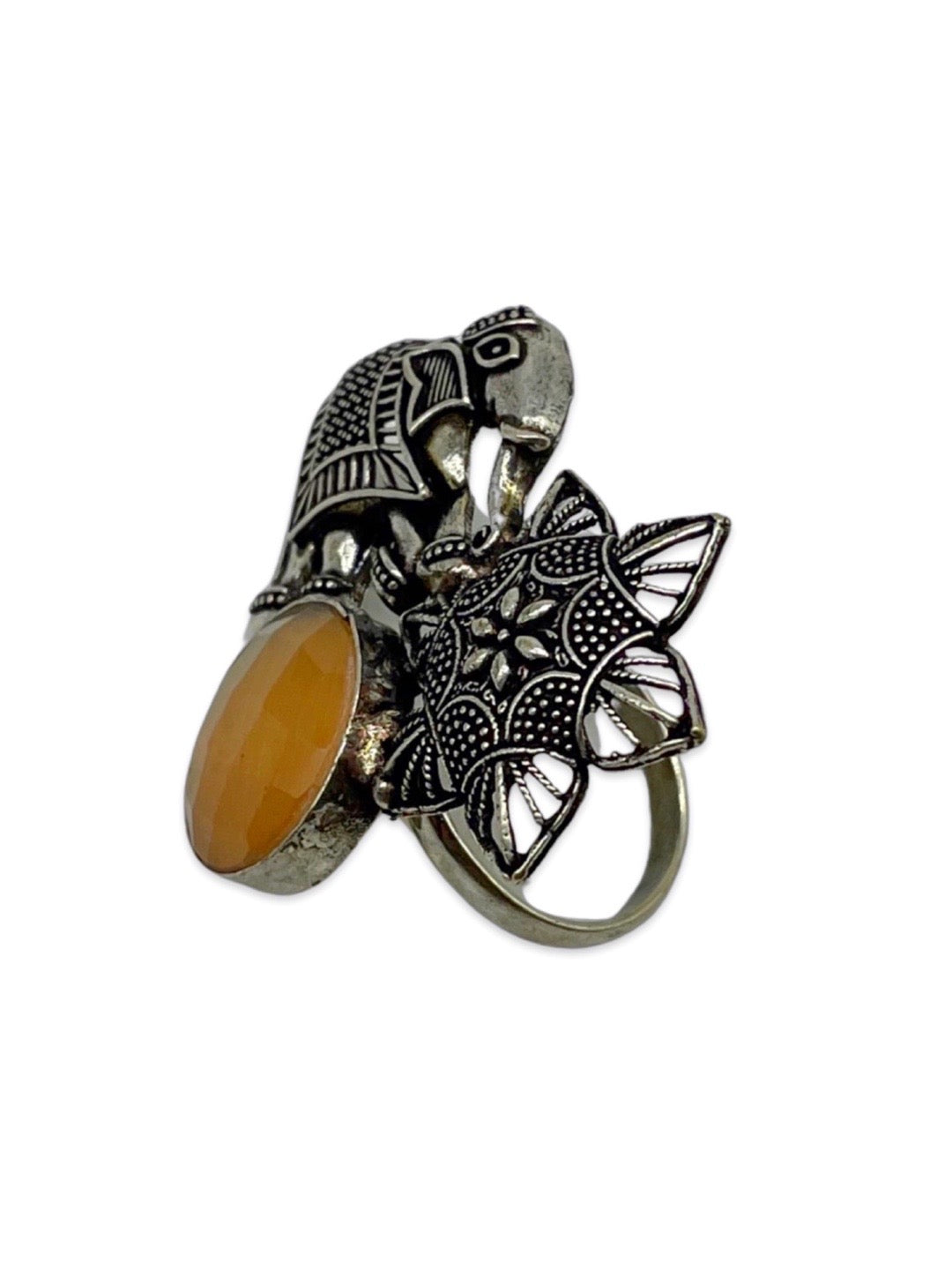 Ring Elephant & Star with Stone Design