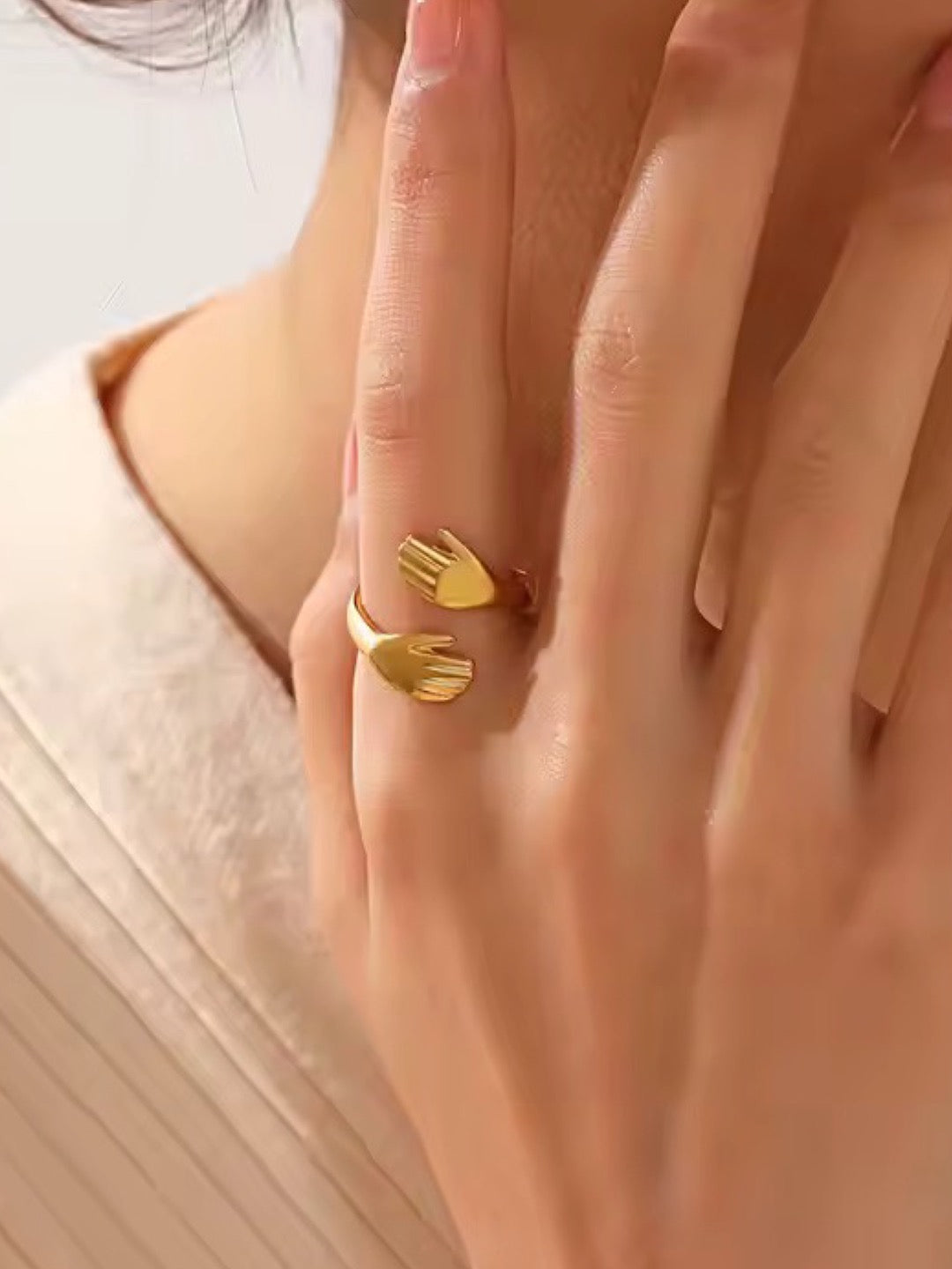 Gold & Silver Plated Promise Hug Finger Ring