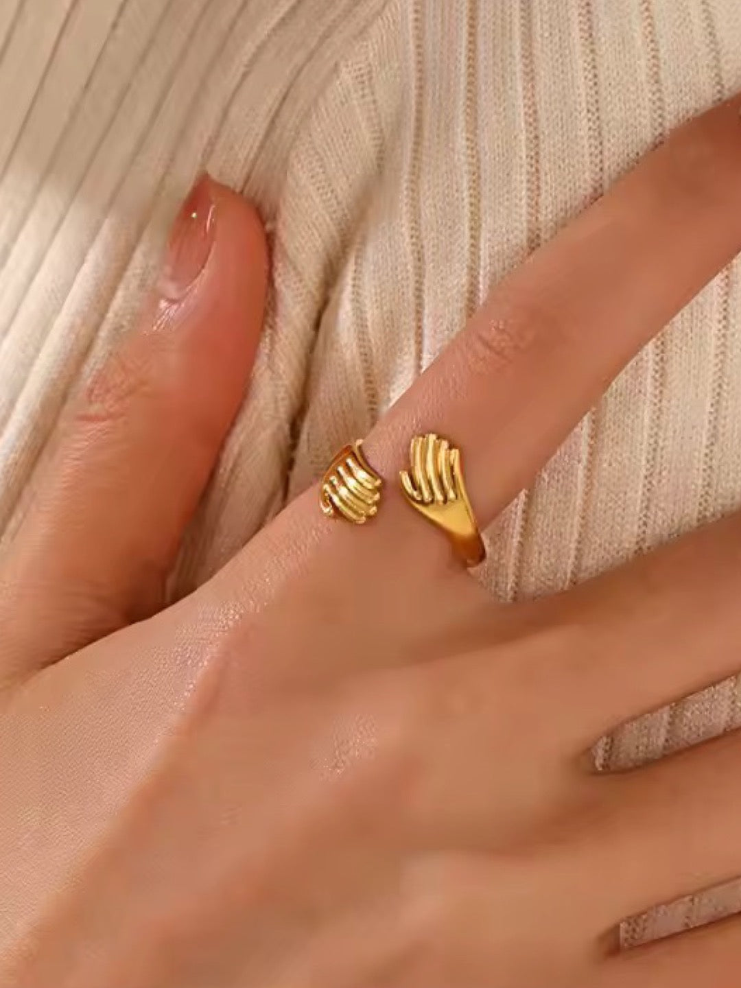 Gold & Silver Plated Promise Hug Finger Ring