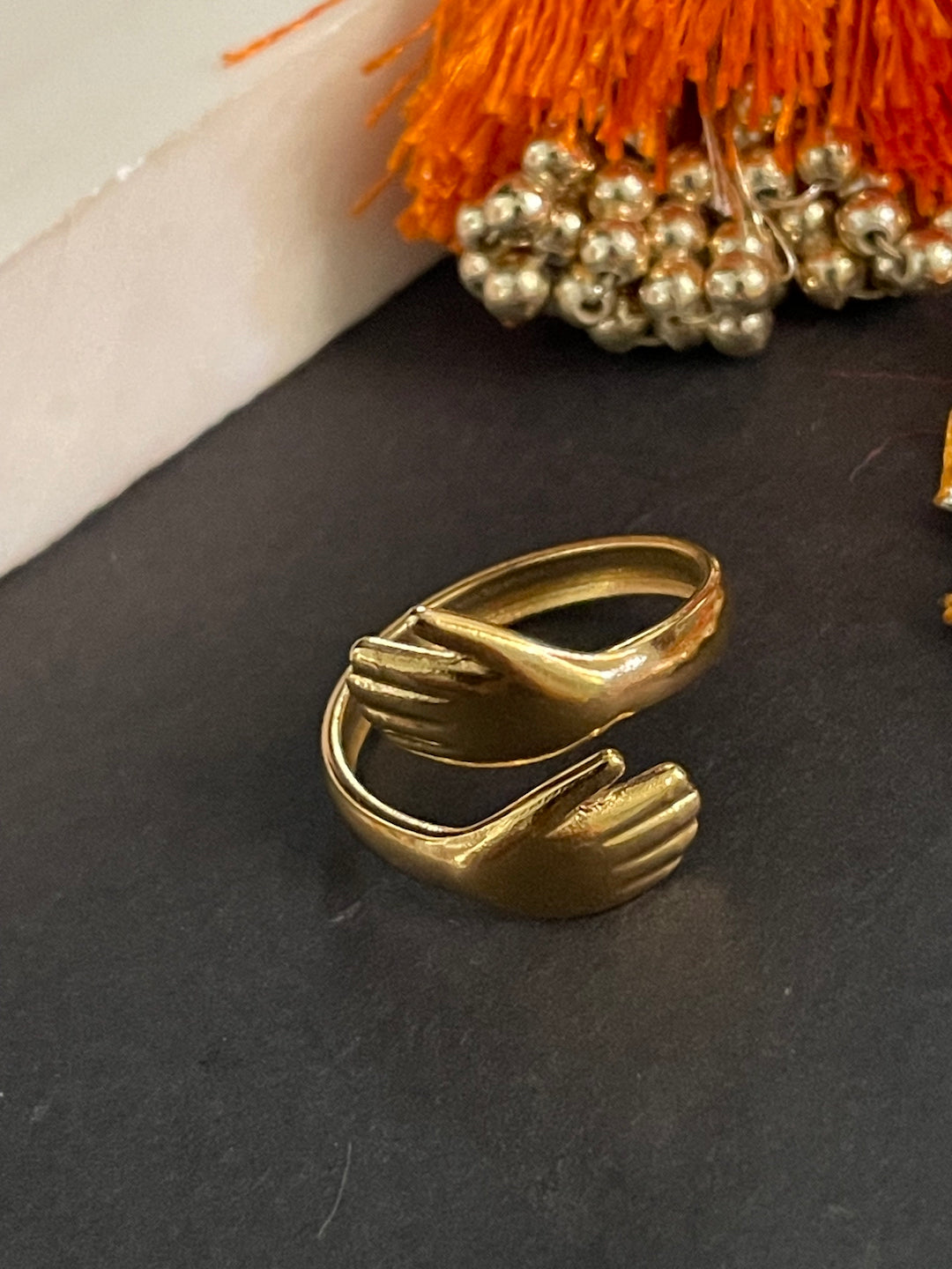 Gold & Silver Plated Promise Hug Finger Ring