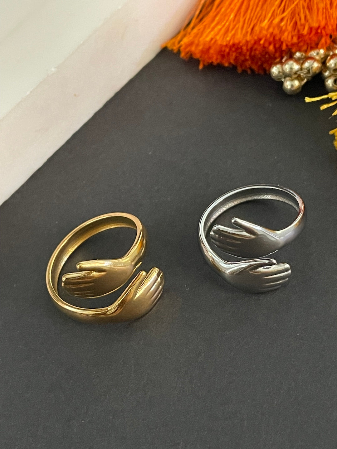 Gold & Silver Plated Promise Hug Finger Ring