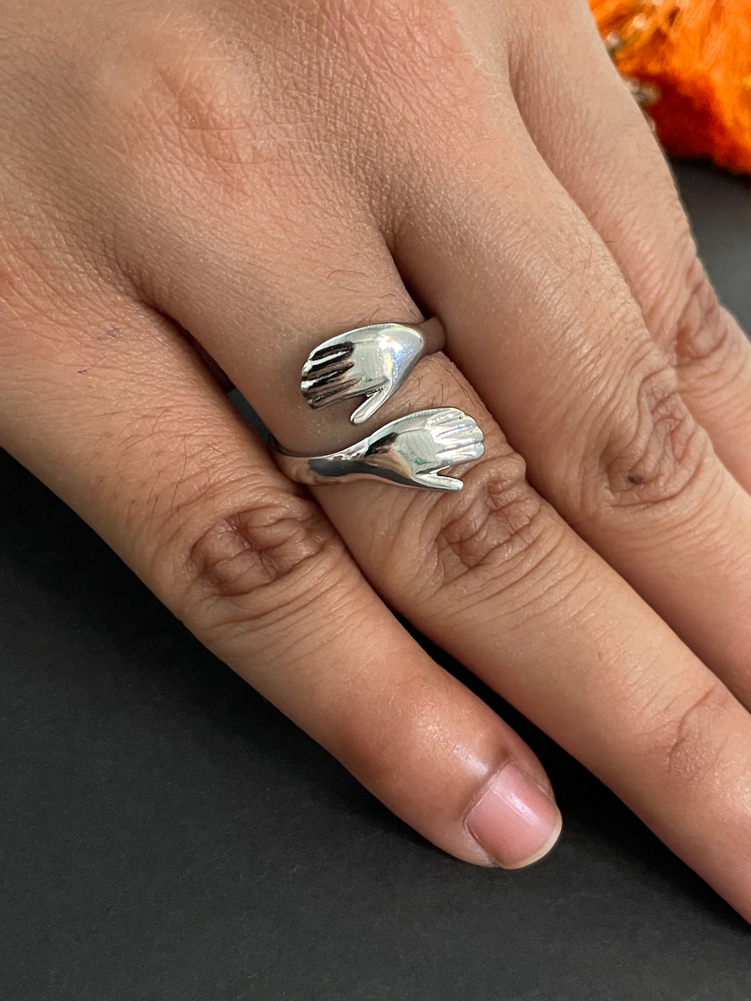 Gold & Silver Plated Promise Hug Finger Ring