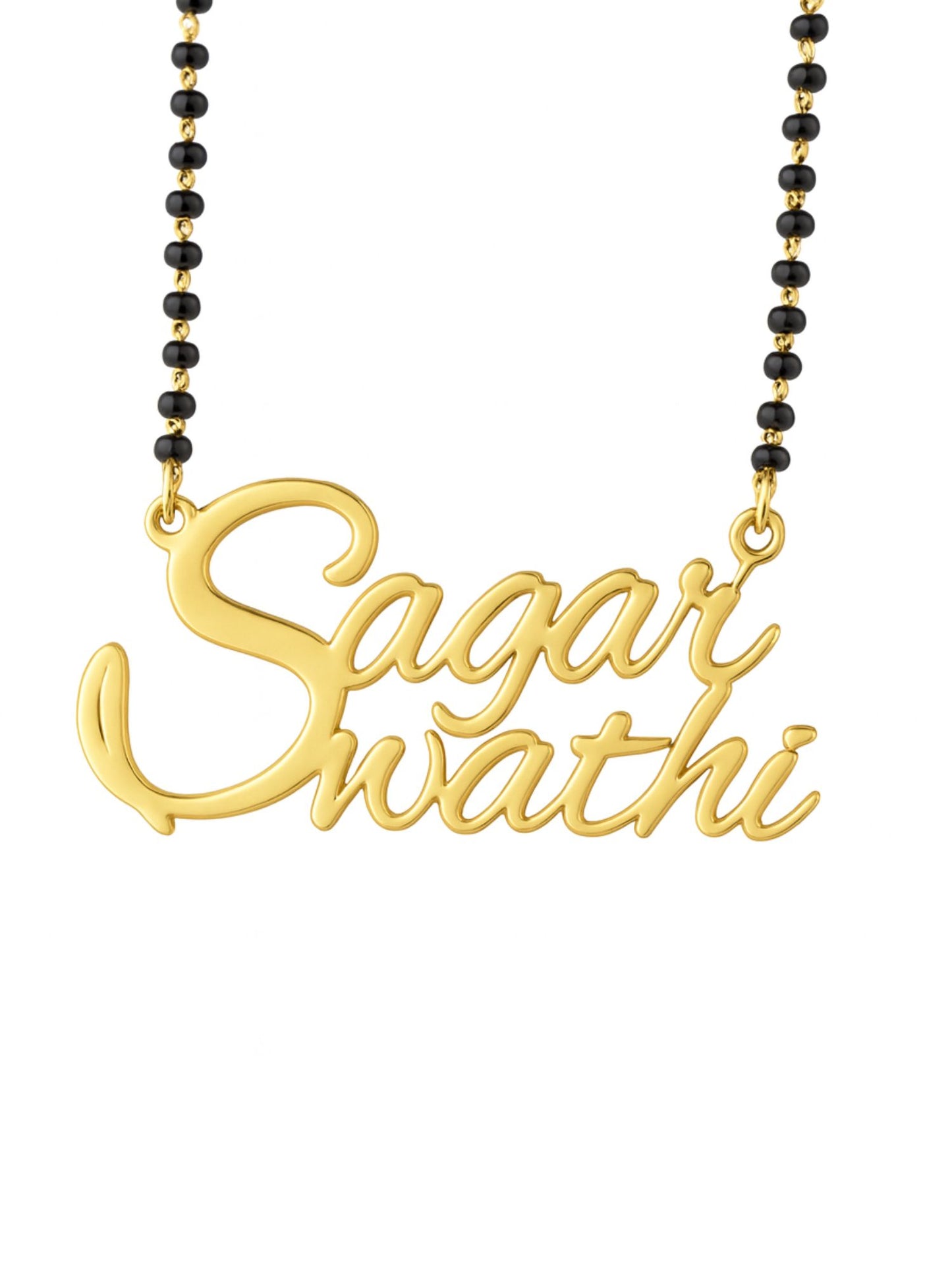 2 Personalized Cursive Name Short Mangalsutra Design